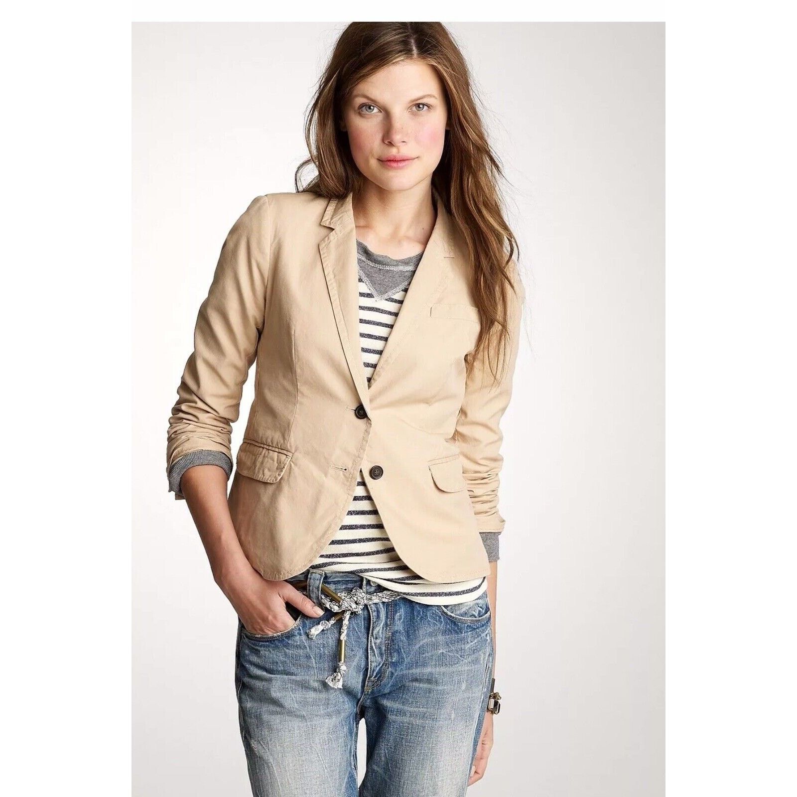 Other J Crew Cotton Silk Schoolboy Blazer Tan Two Button Lined 0 Size XS / US 0-2 / IT 36-38 - 9 Thumbnail
