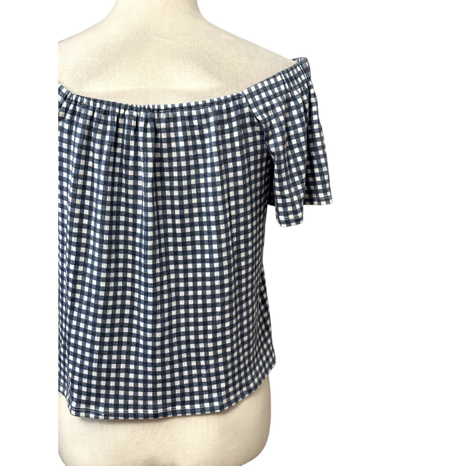 Other Belle Crop Top Gingham Short Sleeve Flare Square Neck S New Size S / US 4 / IT 40 - 6 Thumbnail