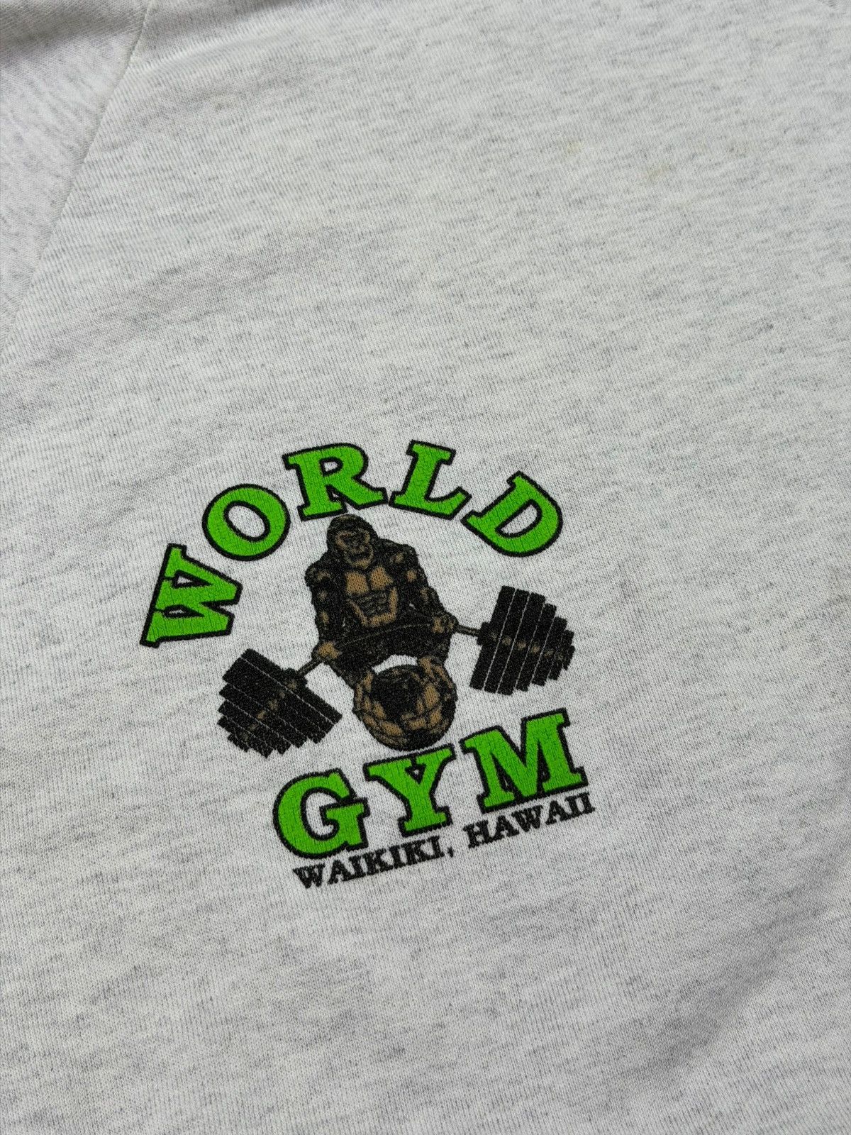 Vintage *RARE* VINTAGE 90s WORLD GYM HAWAII HOODIE BODYBUILDING Size US L / EU 52-54 / 3 - 8 Thumbnail
