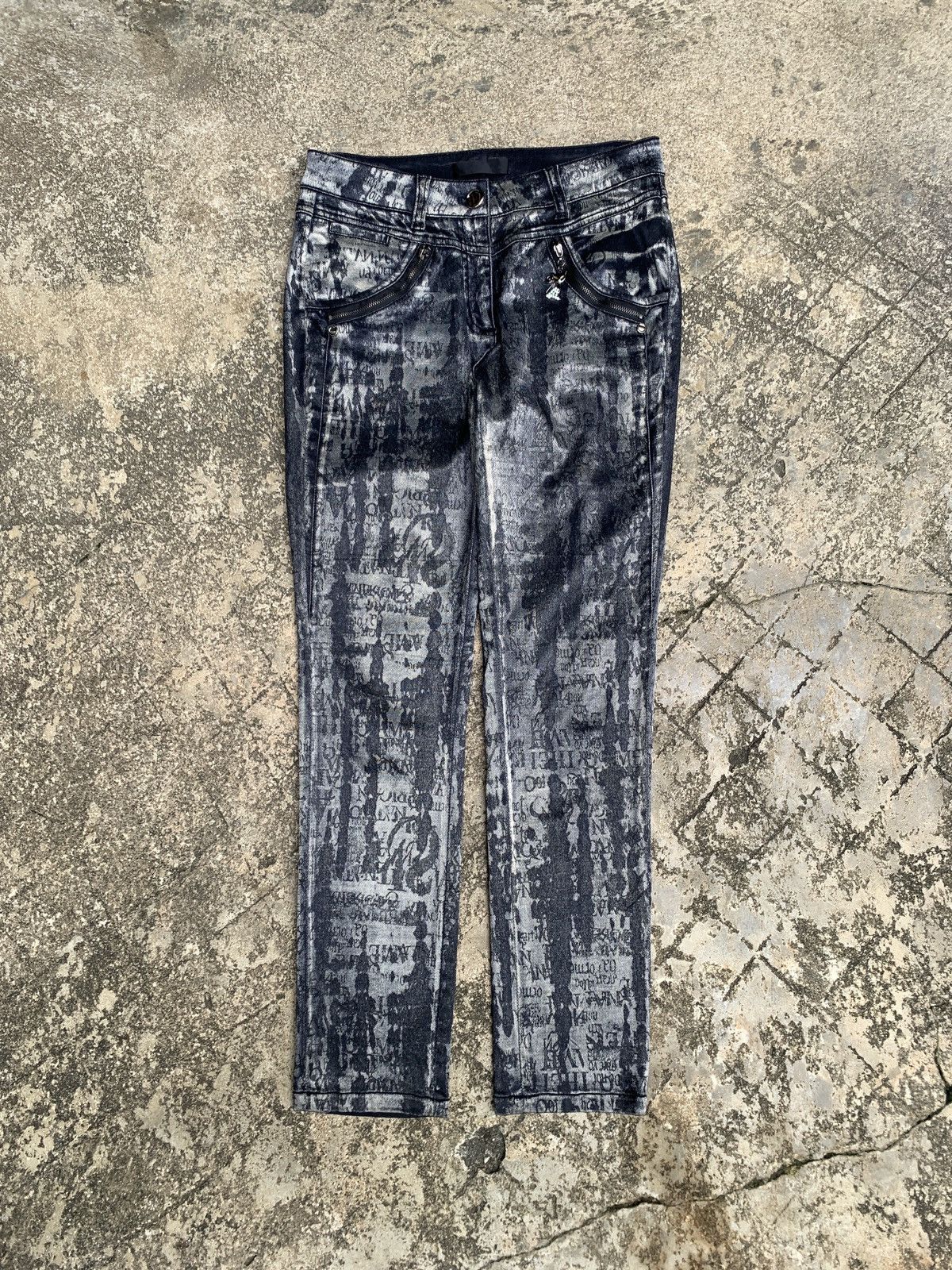 Japanese Brand y2k I & Vicky Metalic Poem Words Graphic Pants Size 27" / US 4 / IT 40 - 1 Thumbnail