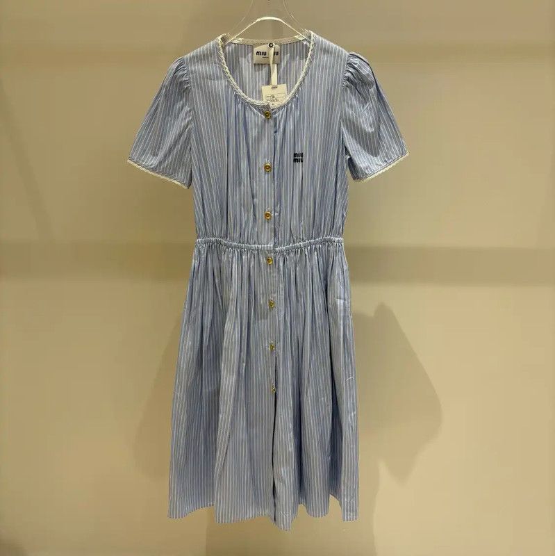 Miu Miu Miu Miu Striped Cotton Dress for Summer 0089 Size M / US 6-8 / IT 42-44 - 1 Thumbnail