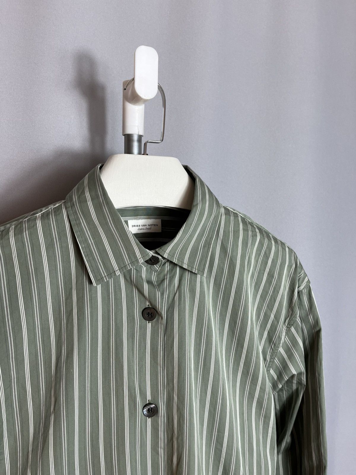 Dries Van Noten Dries Van Noten Mens Shirt Striped Long Sleeve Button Green Size US XS / EU 42 / 0 - 3 Thumbnail