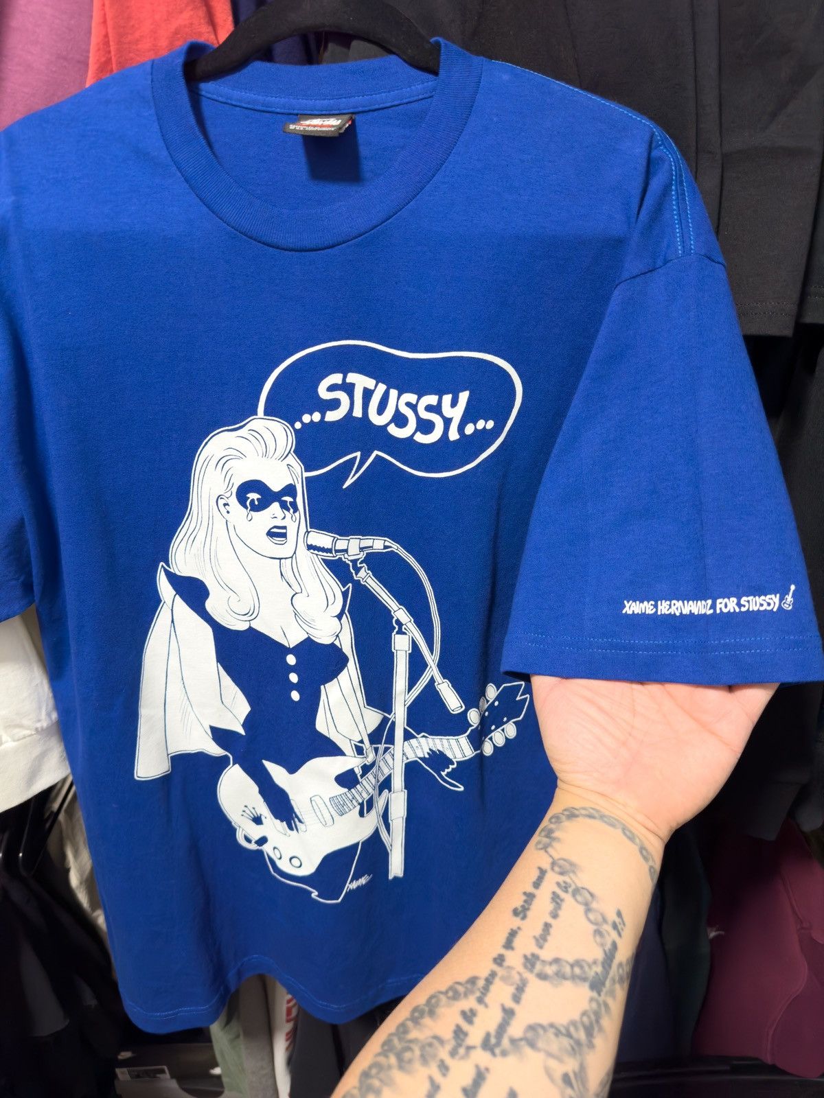 image of Ds Vintage Stussy X Xaime Hernandez Tee Size XL in Blue, Men's