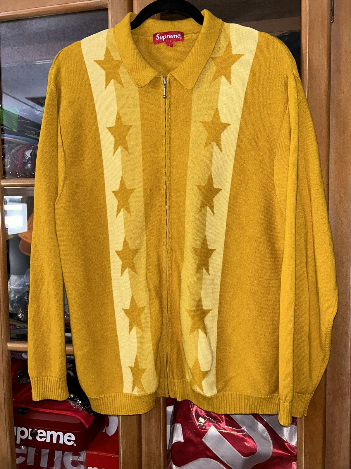 Supreme Supreme Stars Zip Up Sweater Polo in Blue | Grailed