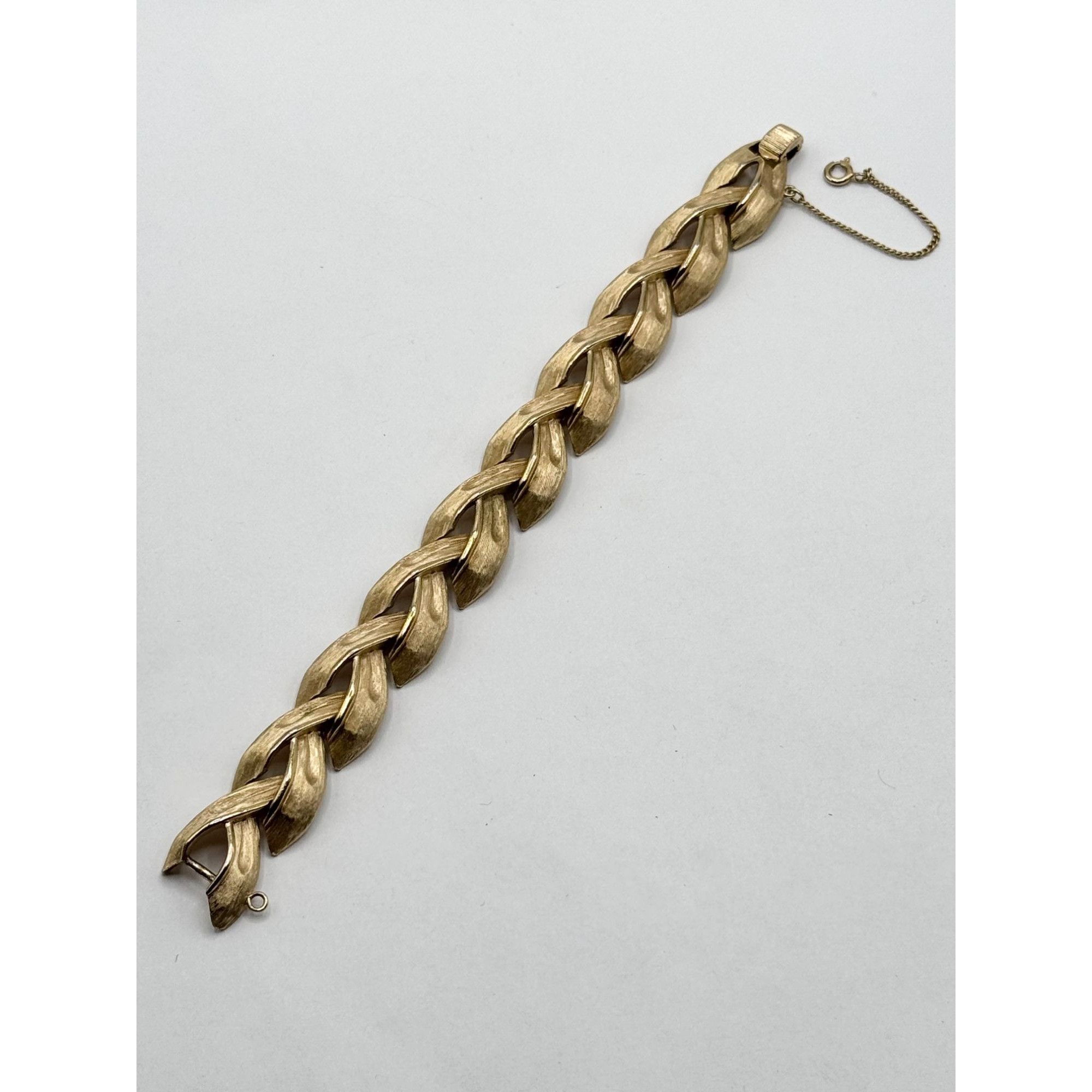 Vintage Crown Trifari Brushed Gold Link Bracelet Size ONE SIZE - 5 Thumbnail