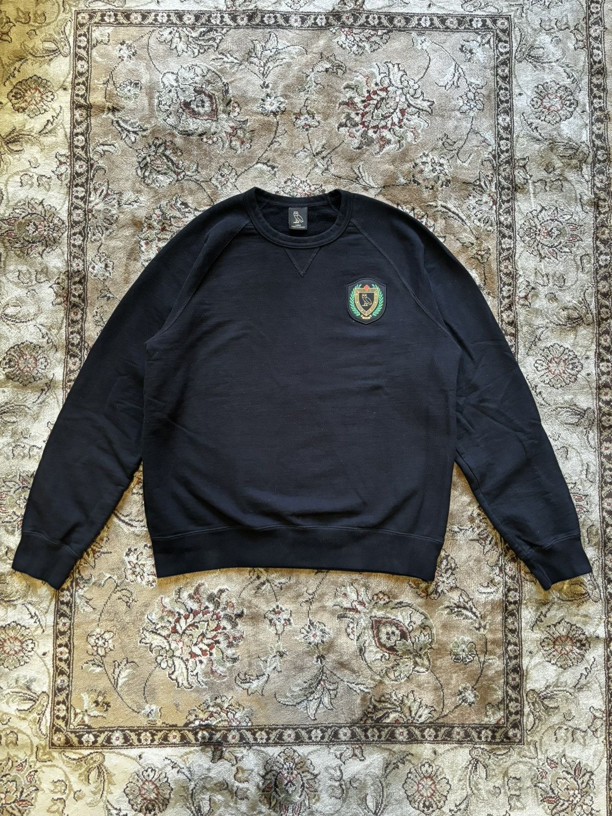 image of Octobers Very Own Black Ovo Collegiate Crewneck, Men's (Size Large)