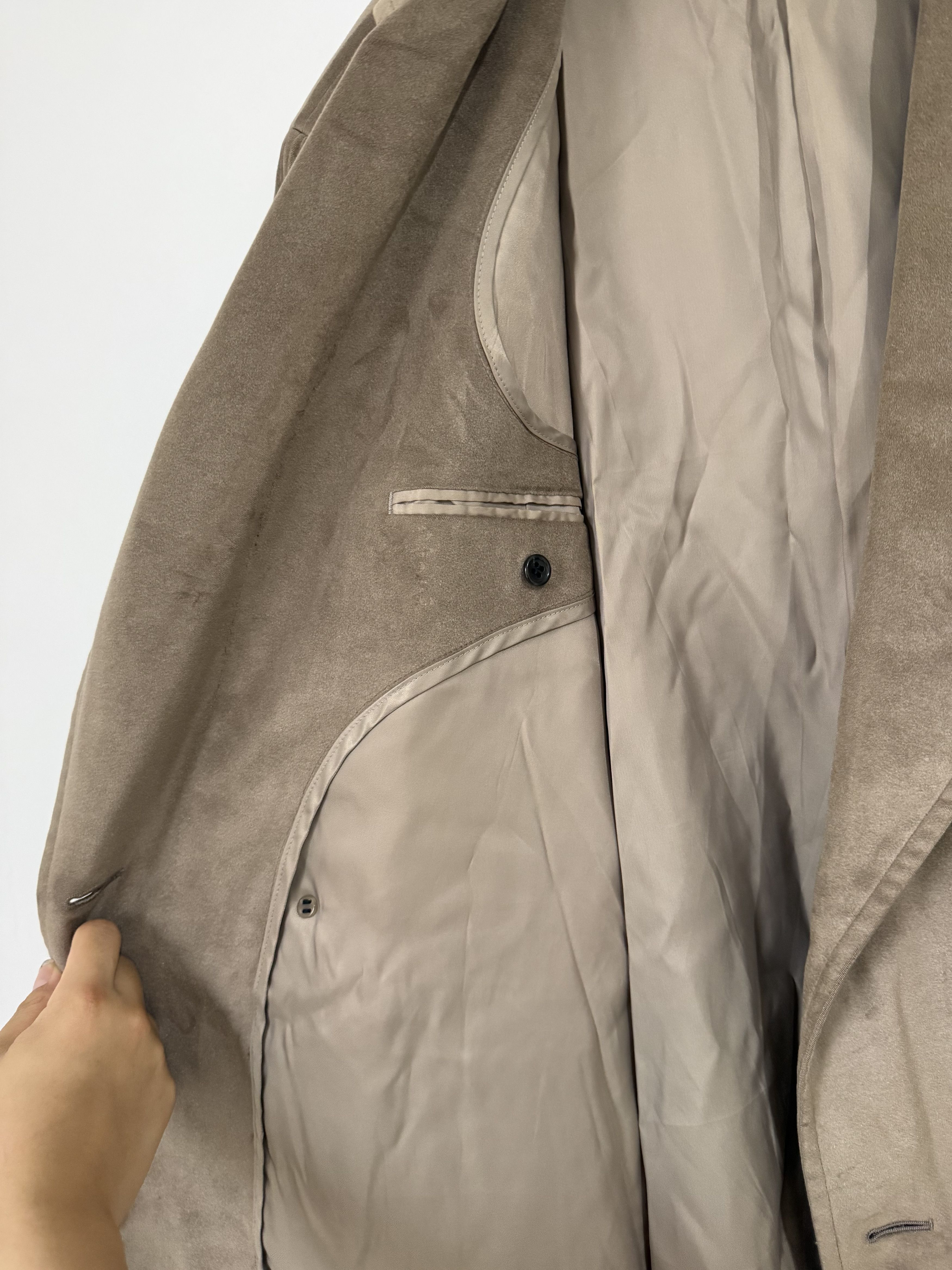 Yves Saint Laurent 1990s Yves Saint Laurent Diffusion Homme Silk Wool Overcoat Size US S / EU 44-46 / 1 - 3 Thumbnail