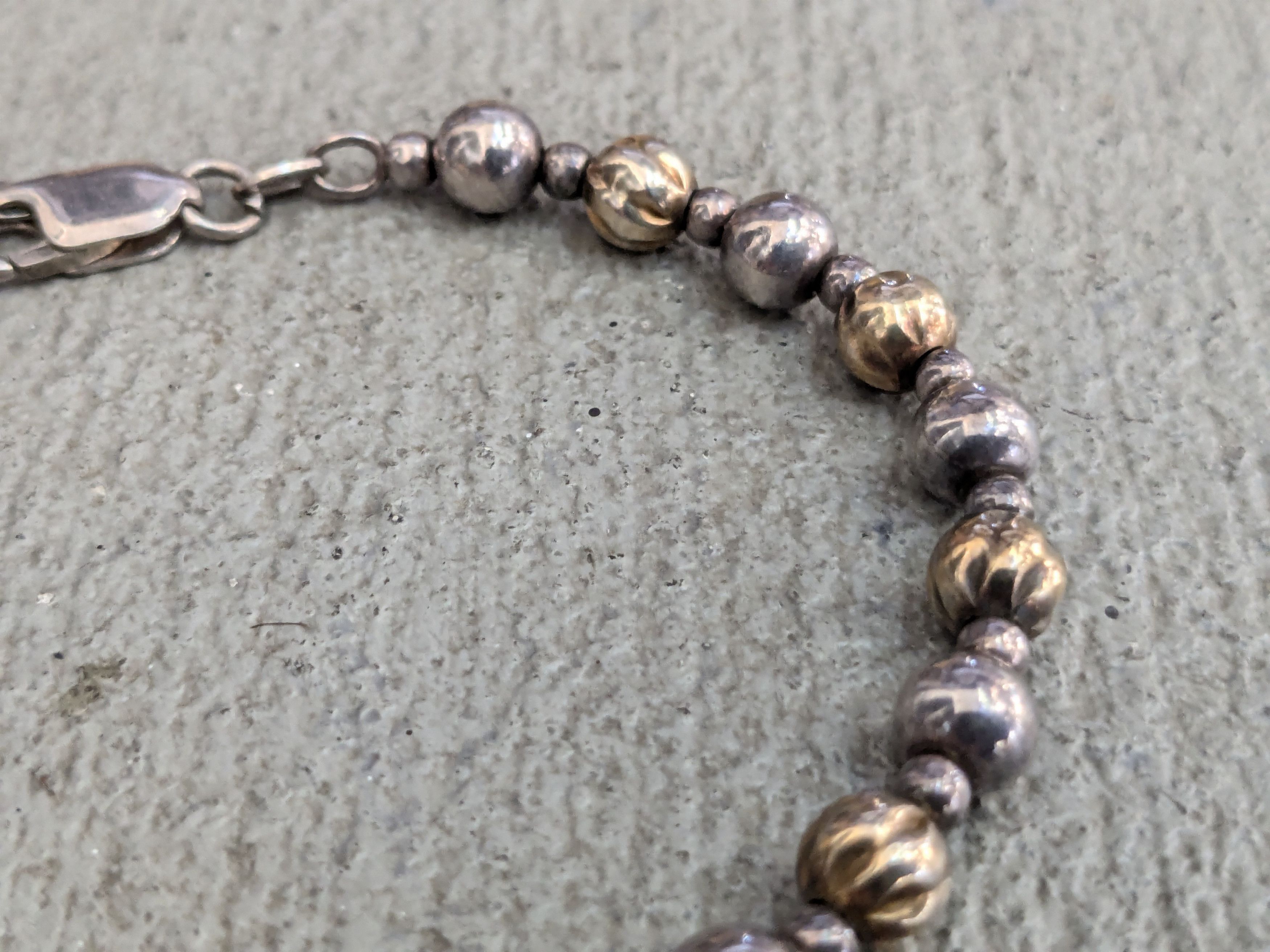 Vintage Vintage Sterling Silver Bracelet Ball Bead Two Tone Gold Size ONE SIZE - 5 Thumbnail