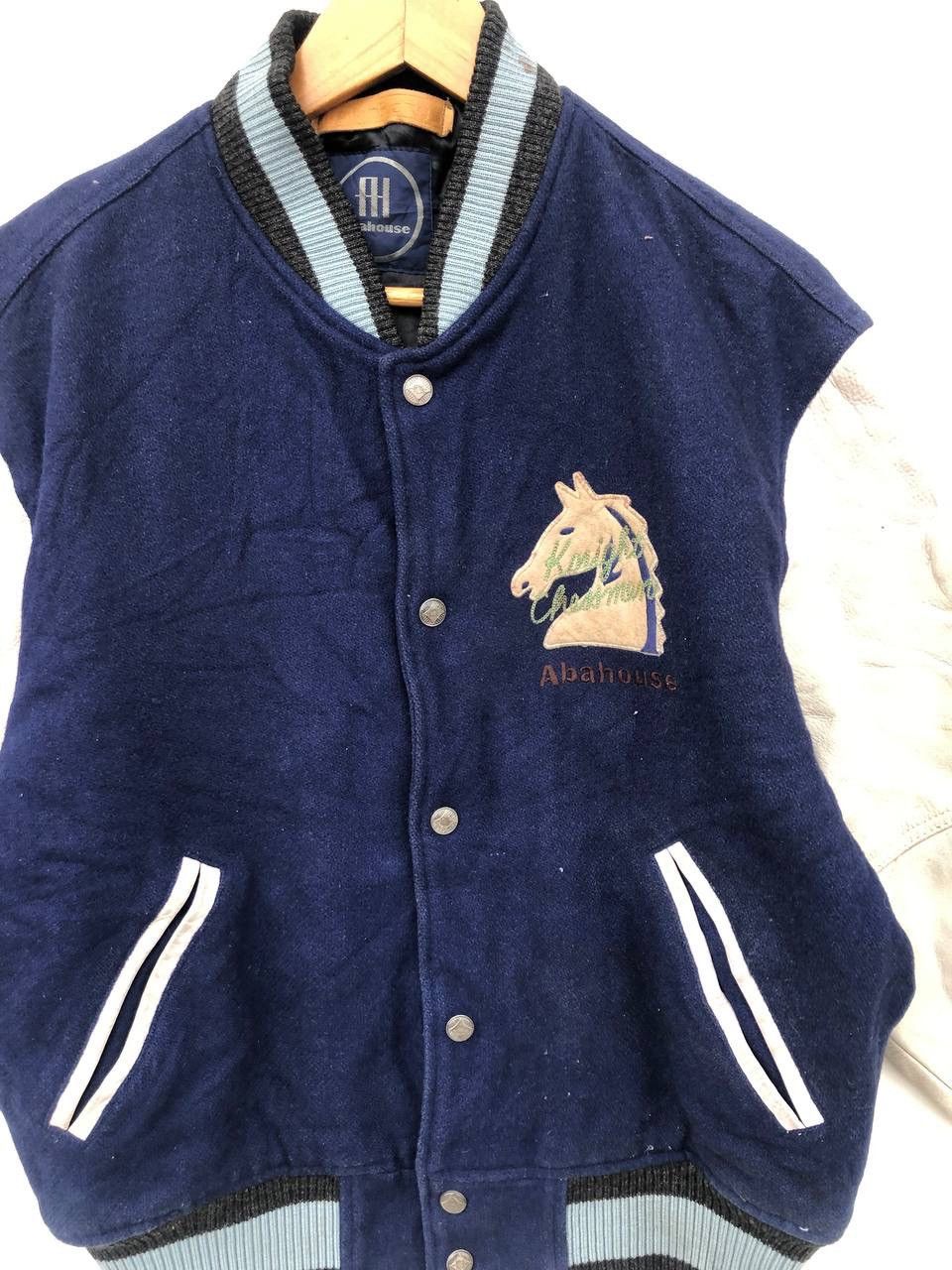 ABAHOUSE Vintage 80s Abahouse Japan Varsity Jacket Wool Leather Size US L / EU 52-54 / 3 - 3 Thumbnail