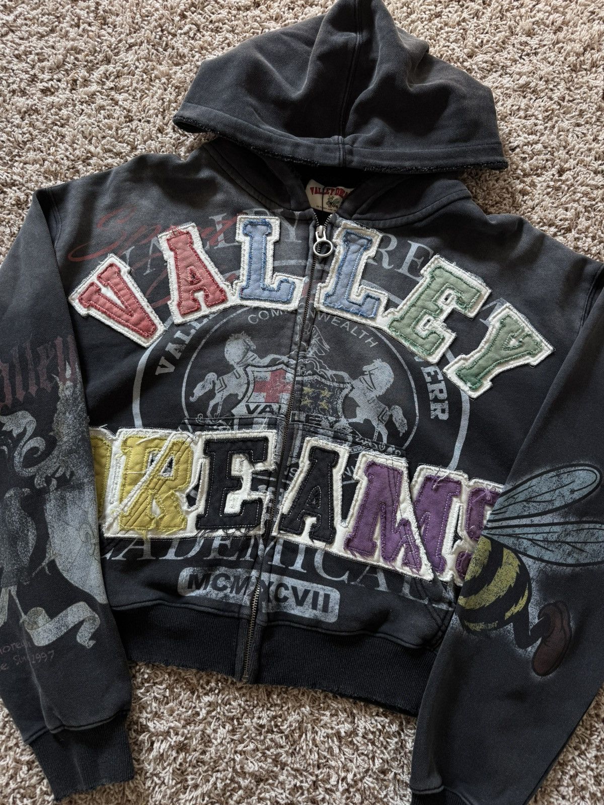Vale Forever Black Blasted Zip Up Hoodie Valley Dreams