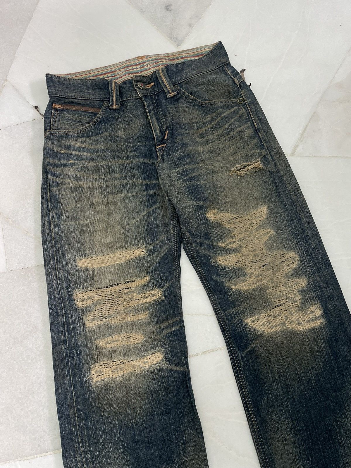 Vintage Edwin Distressed & Repair Rusty Denim Jeans