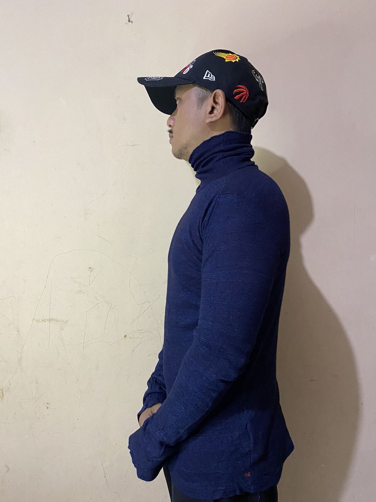 45rpm × Japanese Brand × Vintage 45rpm Japan Indigo Turtle Neck Sweaters Size US M / EU 48-50 / 2 - 2 Thumbnail