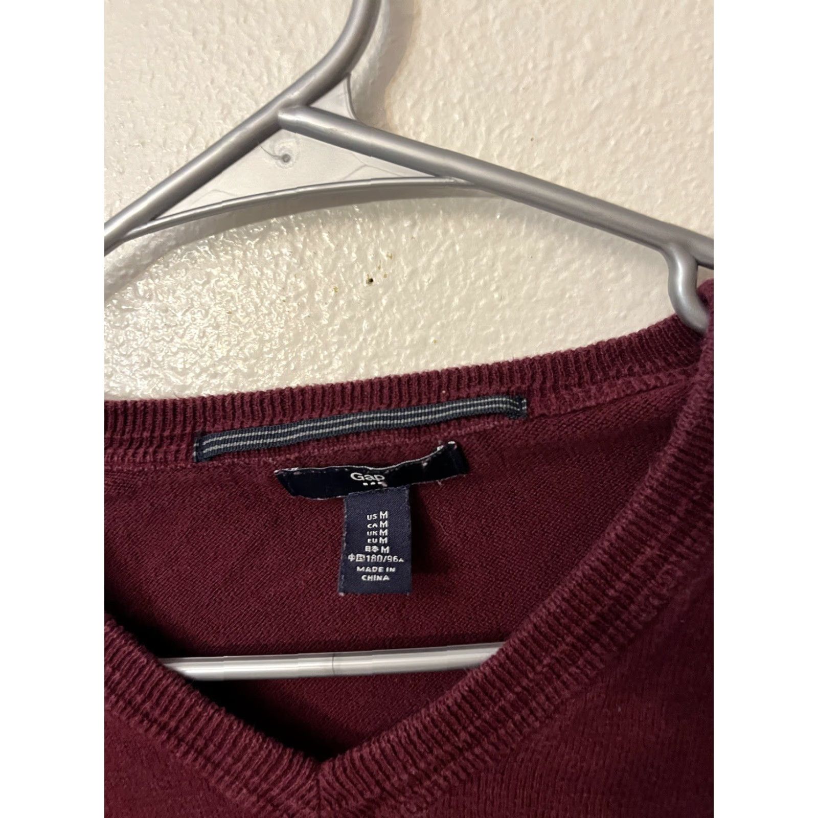 Gap Gap Maroon V-Neck Cotton Blend Pullover Sweater Men Medium Casual Size US M / EU 48-50 / 2 - 3 Thumbnail