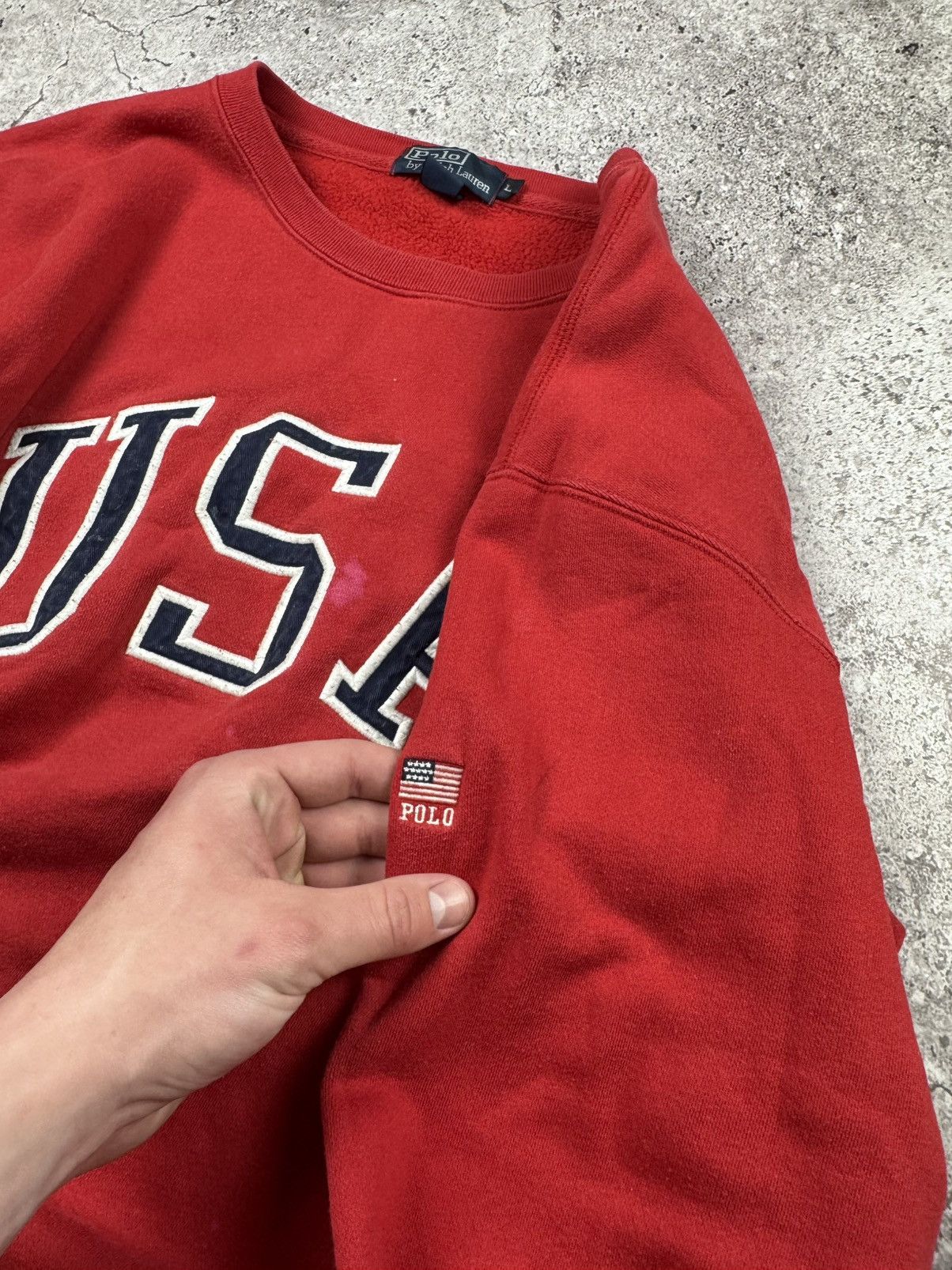 Polo Ralph Lauren VTG 90s POLO RALPH LAUREN USA BAGGY PAINTED Y2KSWEATSHIRT Size US XL / EU 56 / 4 - 4 Thumbnail