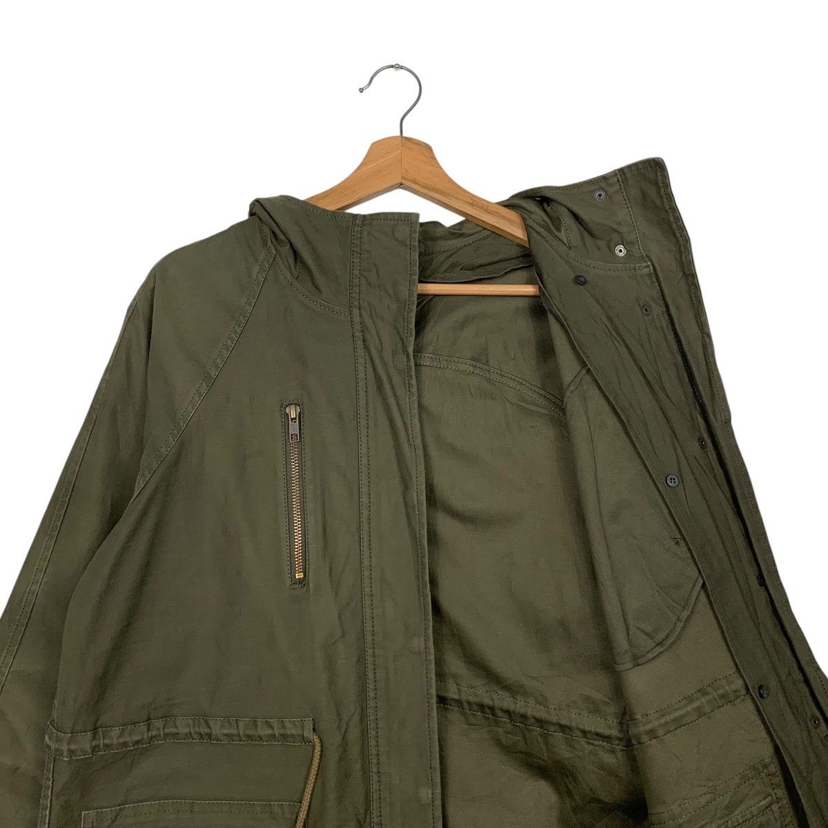 Japanese Brand MJUKA Olive Green Fish Tail Parka Free Size #2461-C110 Size US S / EU 44-46 / 1 - 8 Thumbnail