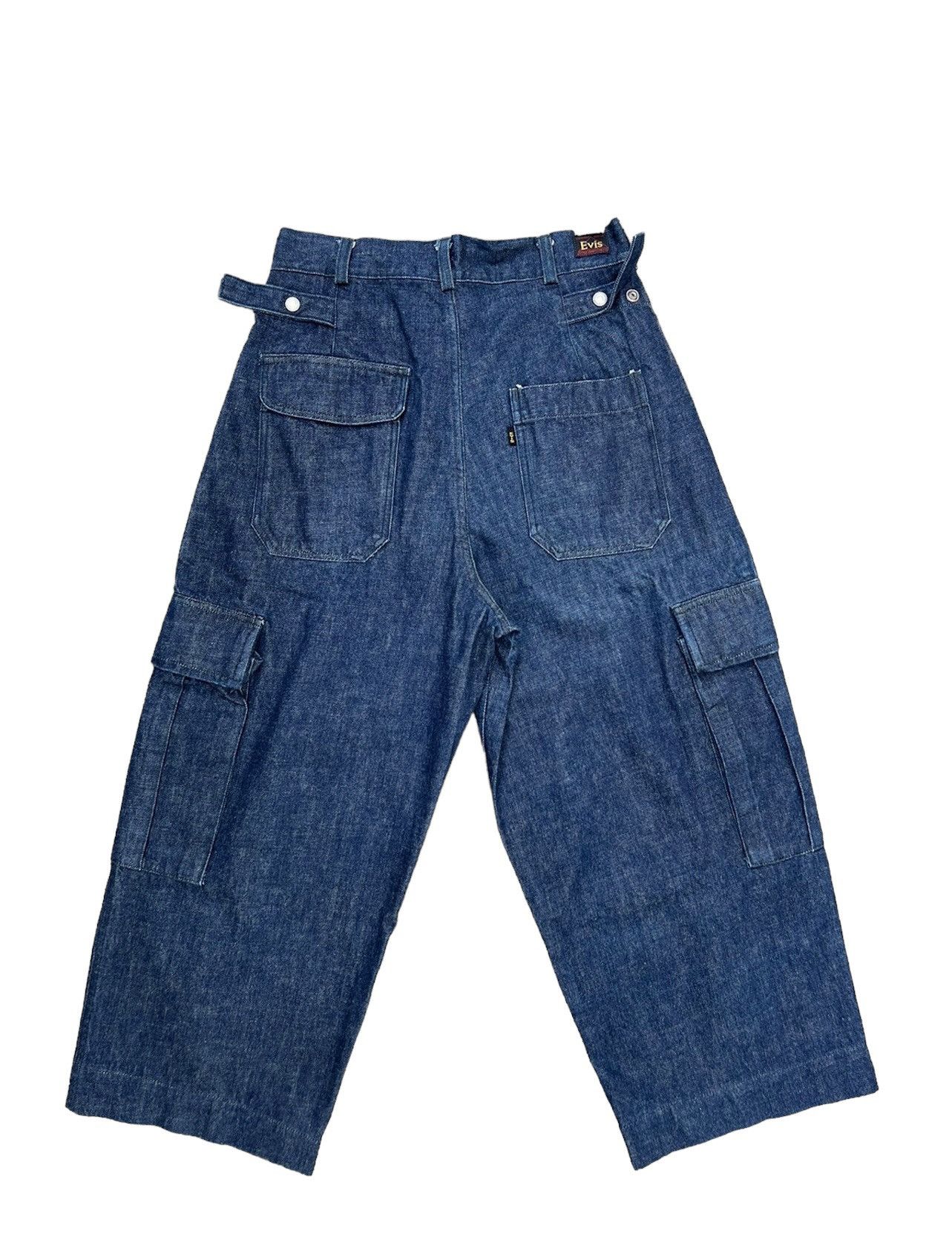 Evisu 90s EVISU EVIS Heavy Thick Baggy Denim Cropped Cargo Pant Size US 31 - 2 Thumbnail