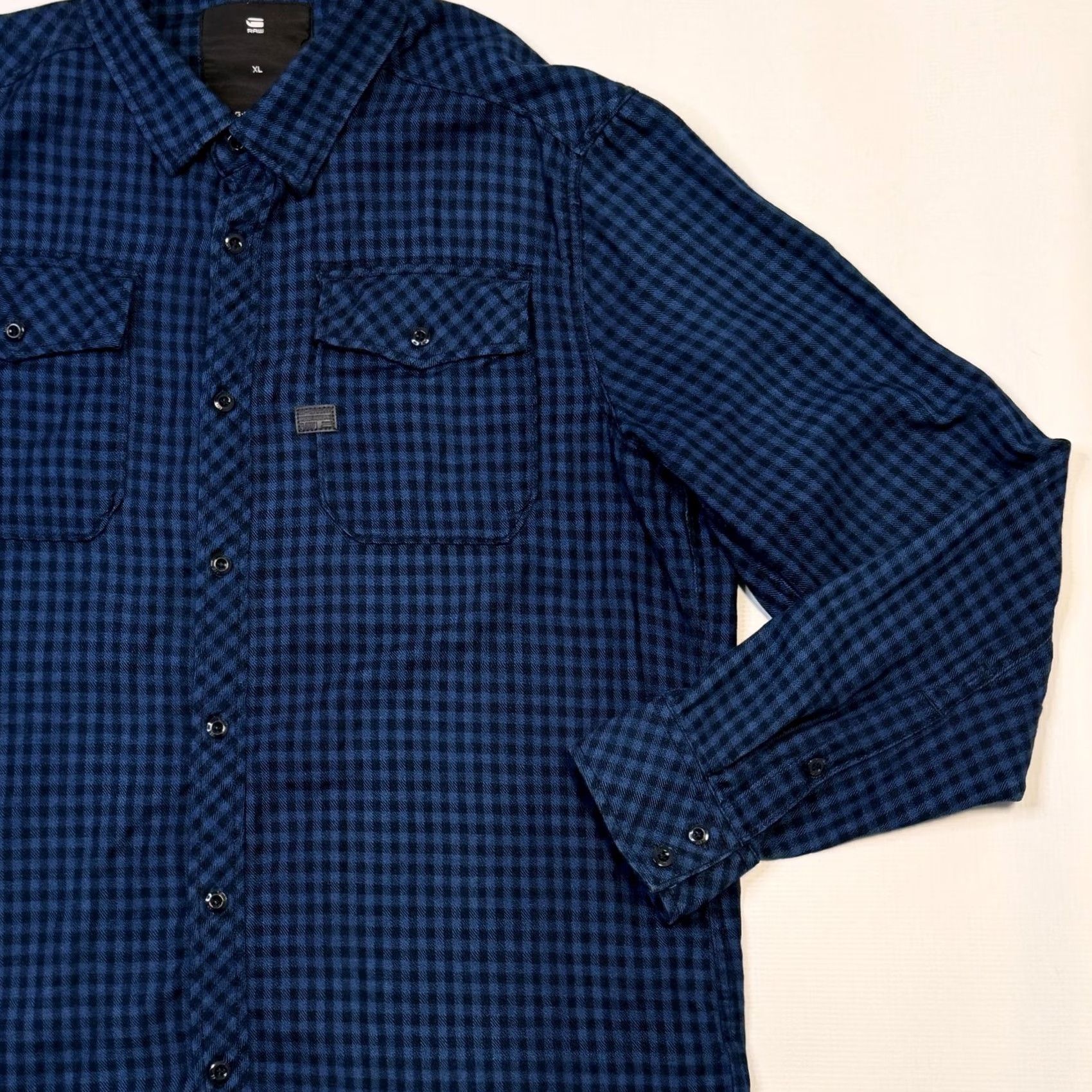 Vintage G-Star RAW Shirt Mens XL Blue Black Landoh L/S Check Plaid Button Front Casual Size US XL / EU 56 / 4 - 2 Thumbnail