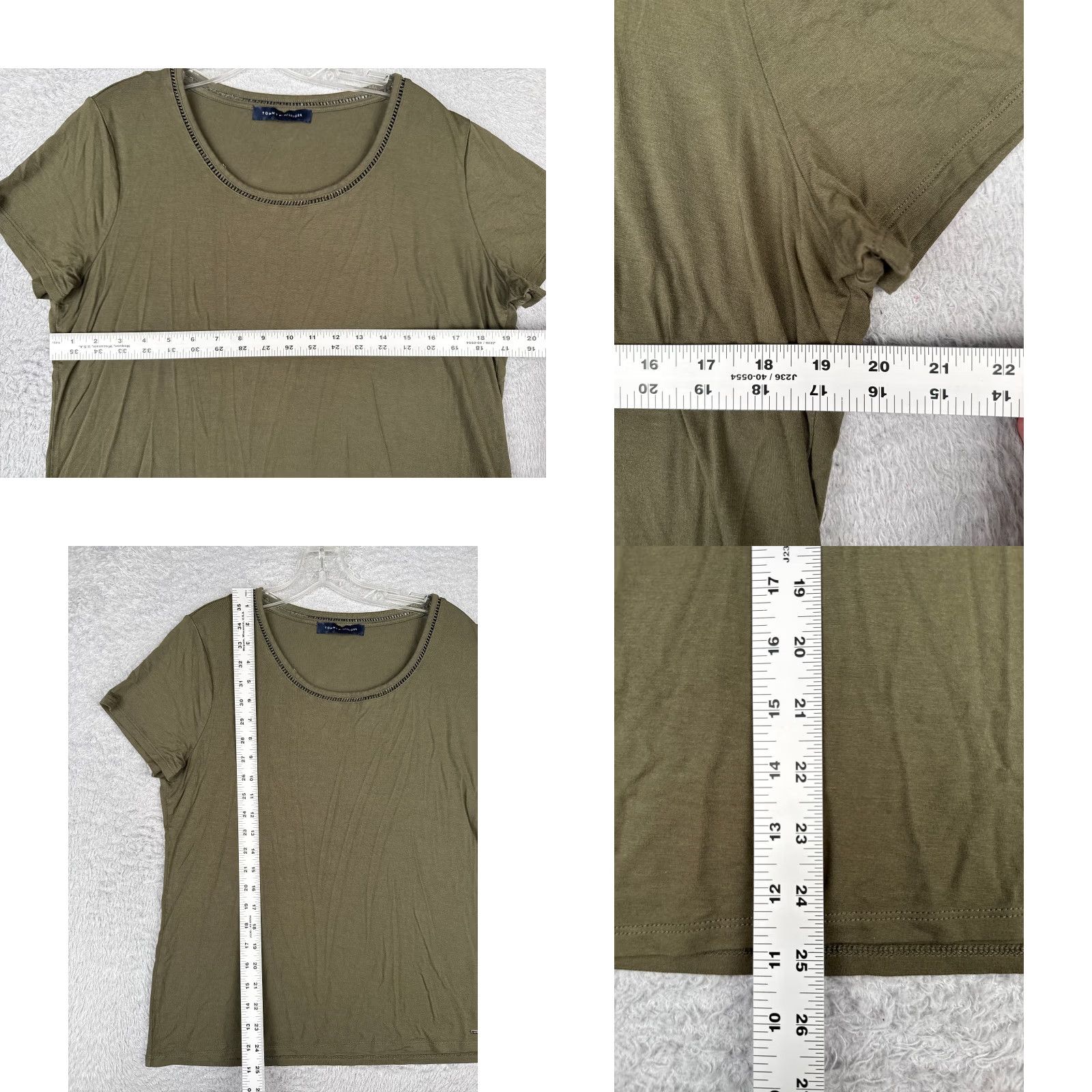Tommy Hilfiger Tommy Hilfiger Shirt Women L Green Crew Neck Short Sleeve Viscose Blend Jersey Logo Size L / US 10 / IT 46 - 8 Thumbnail