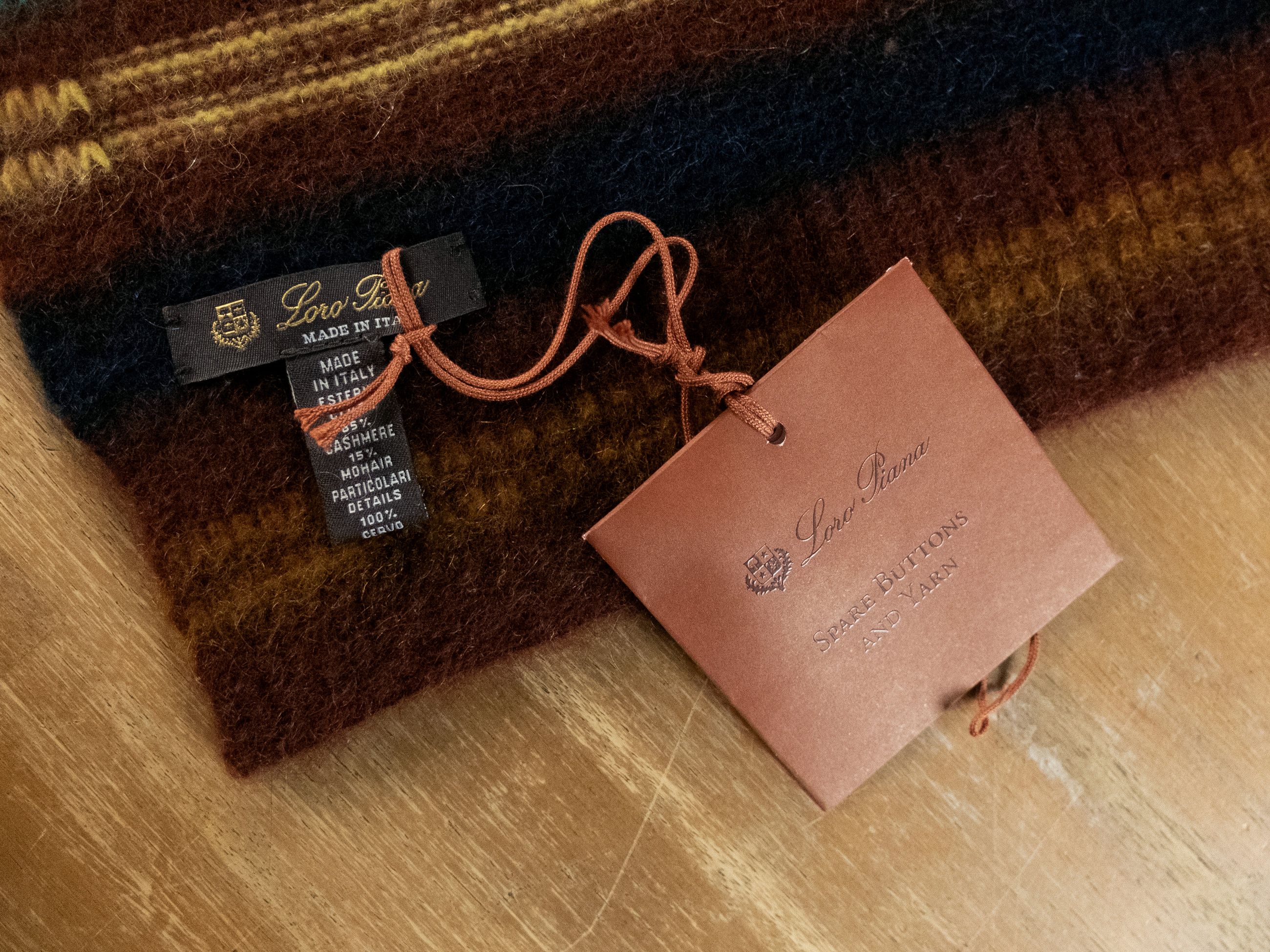 Loro Piana LORO PIANA Twyford brown striped cashmere mohair scarf Size ONE SIZE - 3 Thumbnail