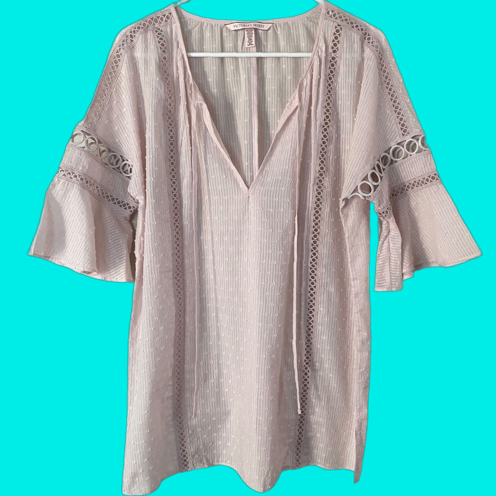 Victoria's Secret Victoria's Secret Tunic Women's XS Pink Sheer 3/4-Sleeve Boho Coverup V Neck Size XS / US 0-2 / IT 36-38 - 1 Thumbnail