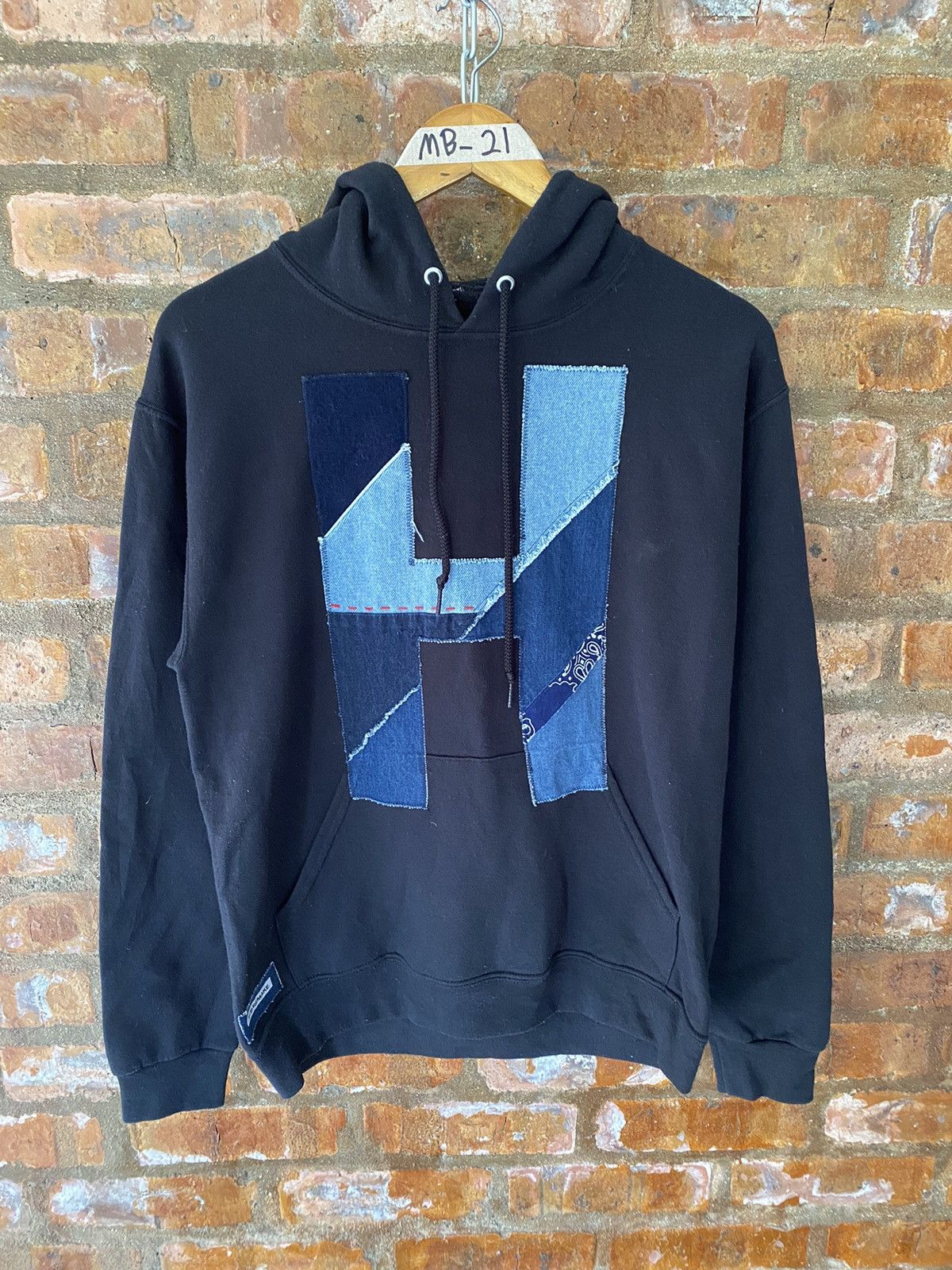 Blue Blue Japan 2000s H.R Market Blue Blue Japan Patchwork Remake hoodie Size US S / EU 44-46 / 1 - 2 Thumbnail