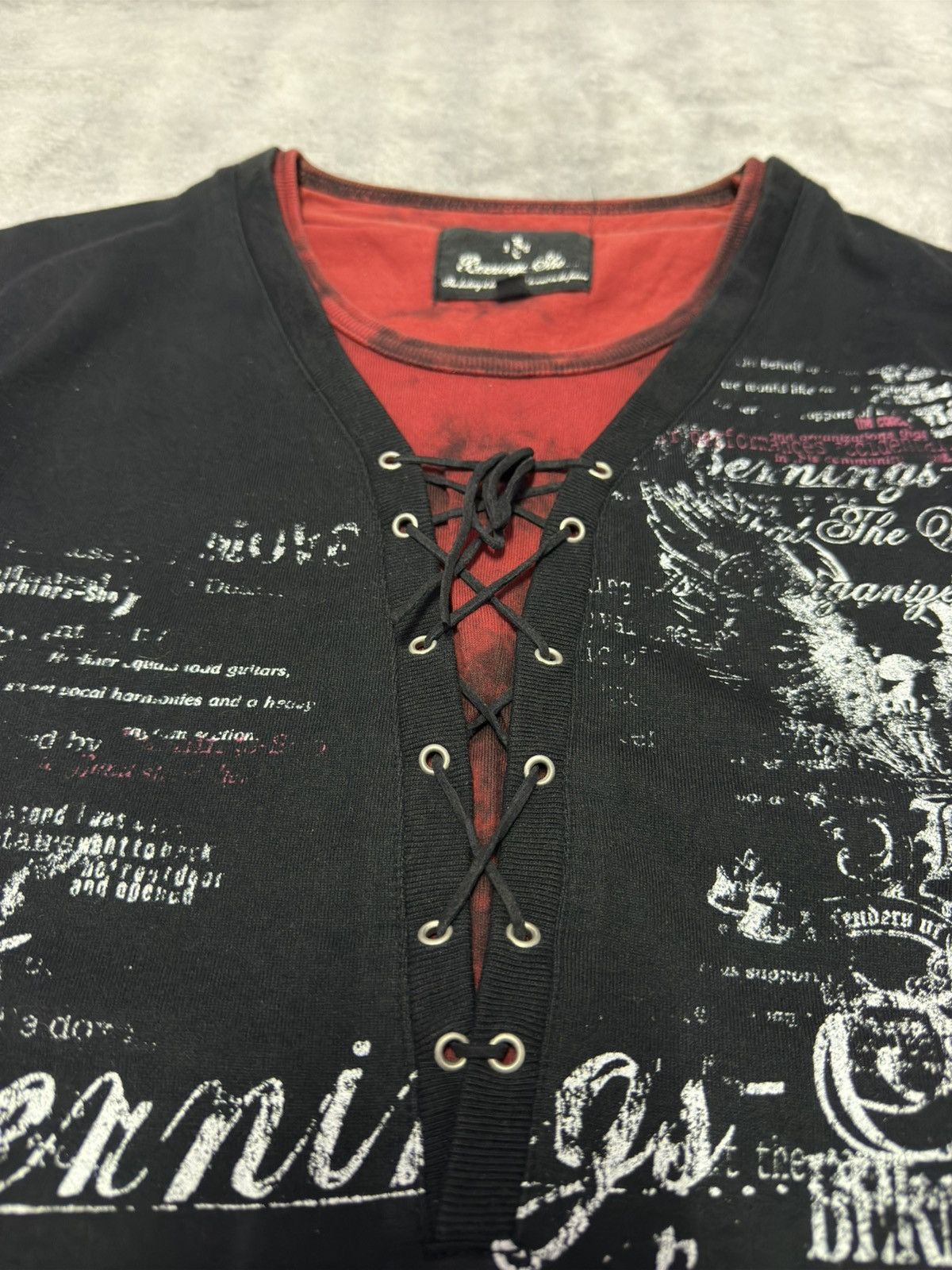If Six Was Nine 2000s Burning Sho Lace-up Gothic Punk Layered Tshirt Size US S / EU 44-46 / 1 - 8 Thumbnail