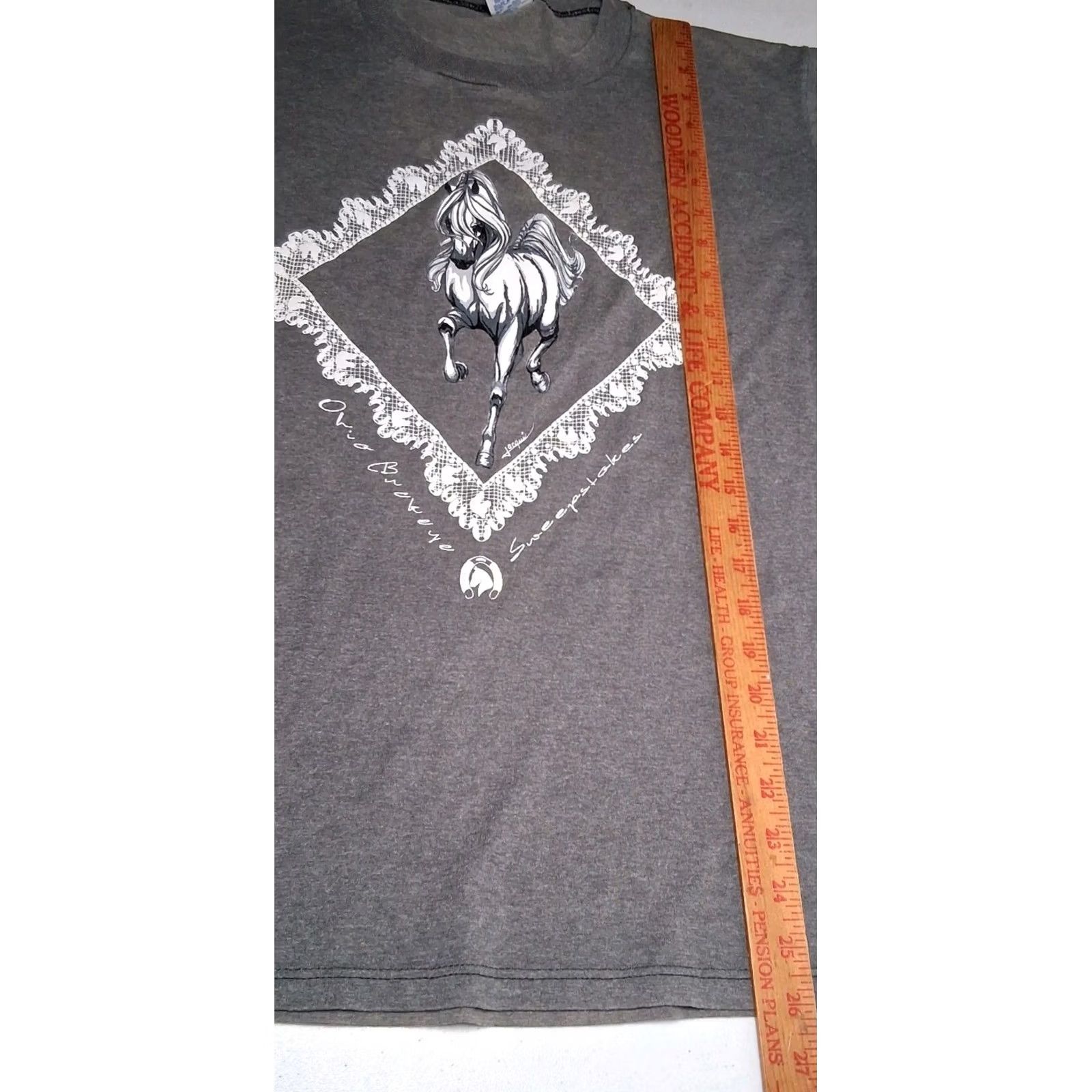 Jerzees VINTAGE Horse Shirt Ohio Sweepstakes Gray Lace Graphic T Single Stitch Jerzees L Size US L / EU 52-54 / 3 - 6 Thumbnail