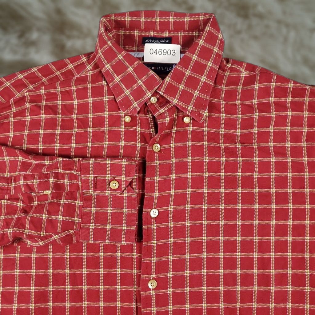 Tommy Hilfiger Tommy Hilfiger Shirt Mens Large Red Plaid Button-Up Long Sleeve Casual Size US L / EU 52-54 / 3 - 1 Thumbnail