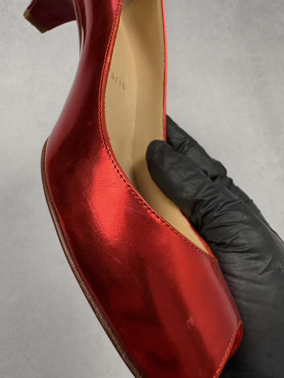 Christian Louboutin Christian Louboutin Red Metallic Peep Toe Heels Pumps Shoes Size US 9.5 / IT 39.5 - 8 Thumbnail