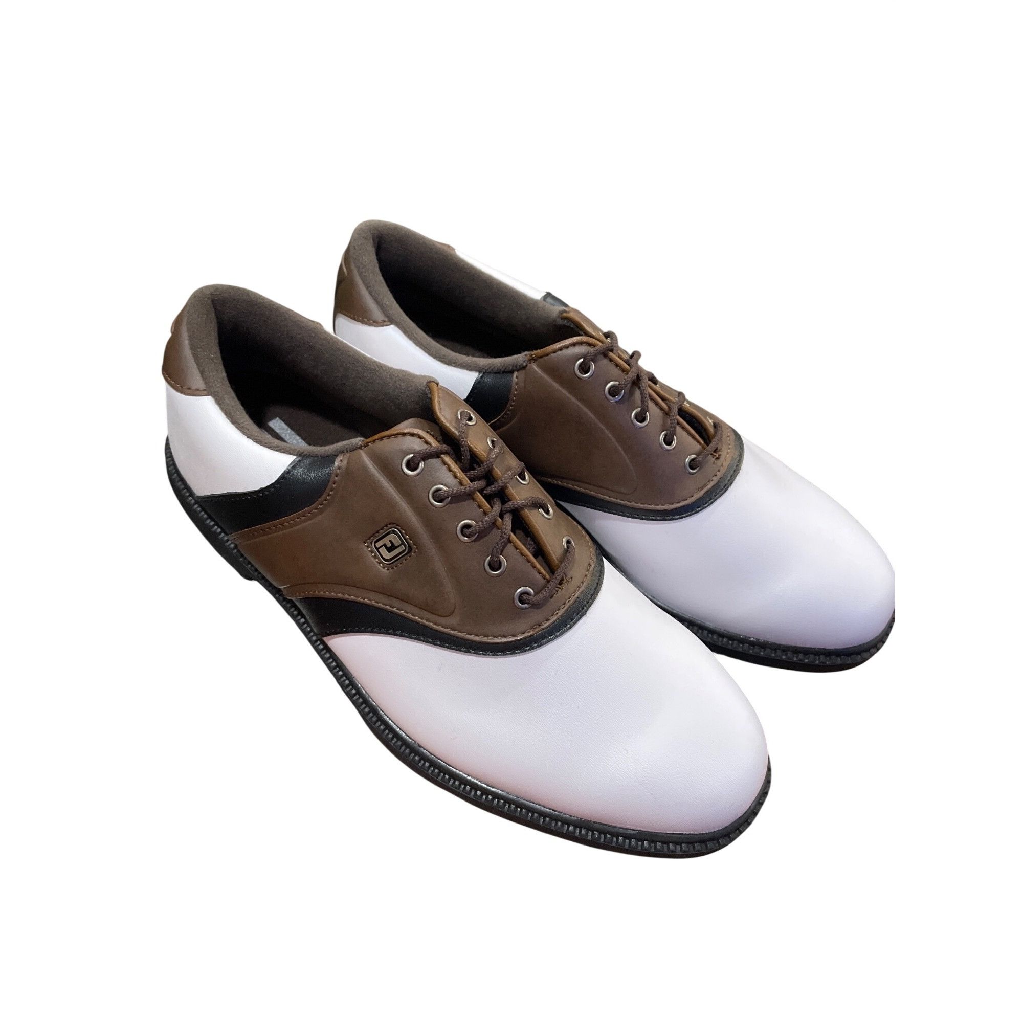 Footjoy Foot Joy mens white brown leather rubber golf shoes sneakers Size US 8.5 / EU 41-42 - 14 Thumbnail