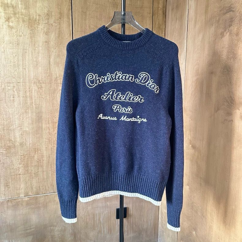 Dior Dior Dark blue embroidered letter knitted sweater Size US S / EU 44-46 / 1 - 1 Thumbnail