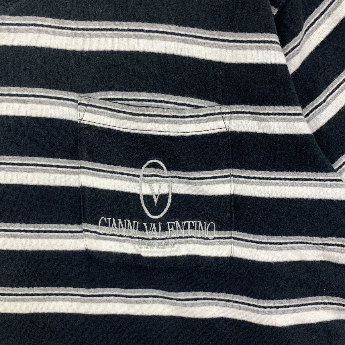 Vintage Vintage GIANNI VALENTINO ITALY Striped V Neck Tee Shirt Top Size M / US 6-8 / IT 42-44 - 3 Thumbnail