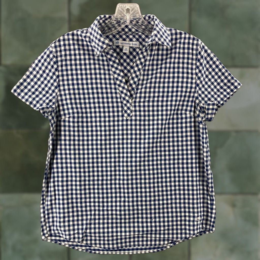 Southern Tide SOUTHERN TIDE Shirt Womens XS Plaid Short Sleeve Adult XS Multicolor Nylon Blend Blouse Beach Mens Womens Size XS / US 0-2 / IT 36-38 - 1 Thumbnail
