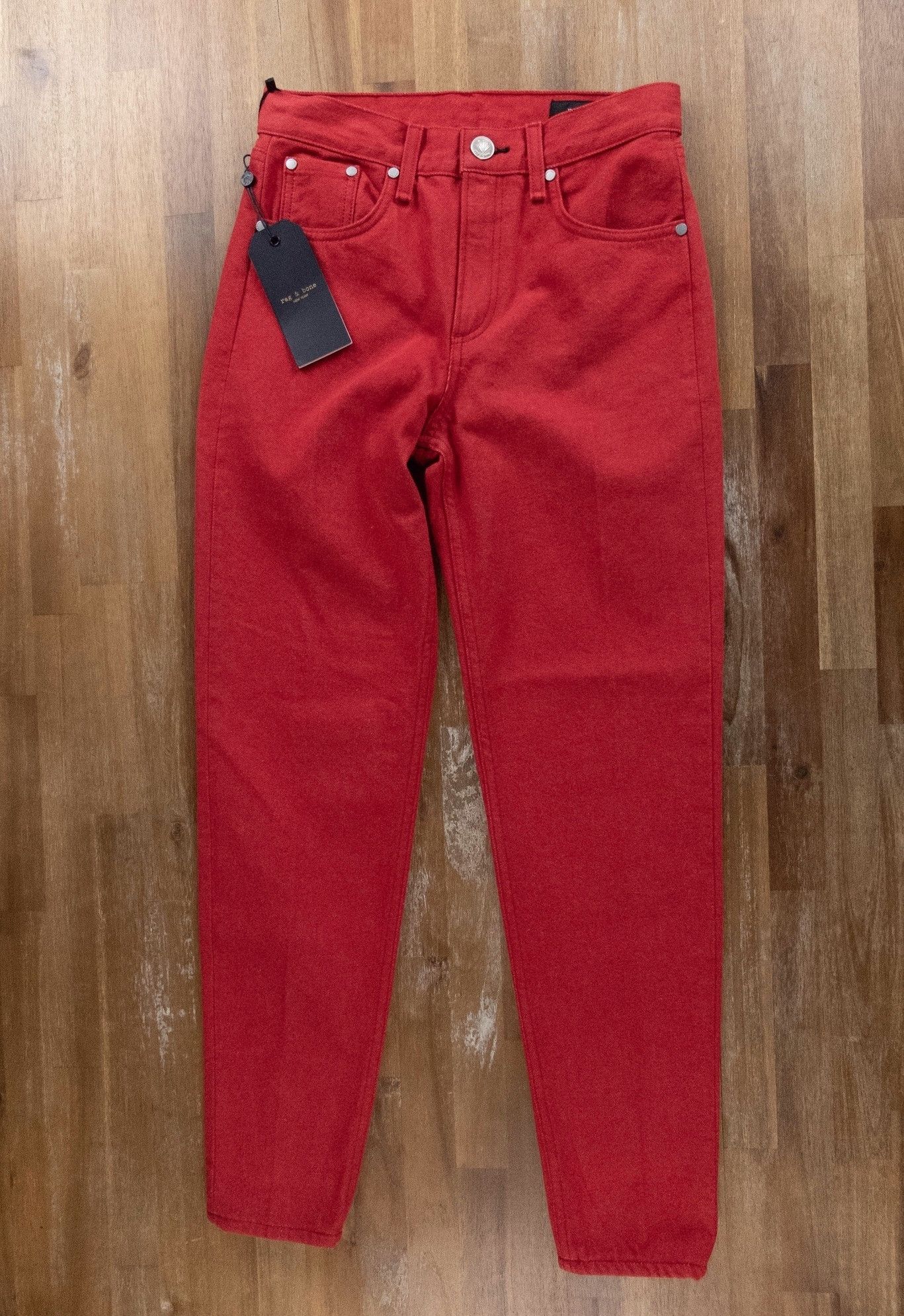 Rag & Bone RAG & BONE Ash slim fit high rise crop leg bull red jeans 24 Size 24" / US 00 / IT 34 - 1 Thumbnail
