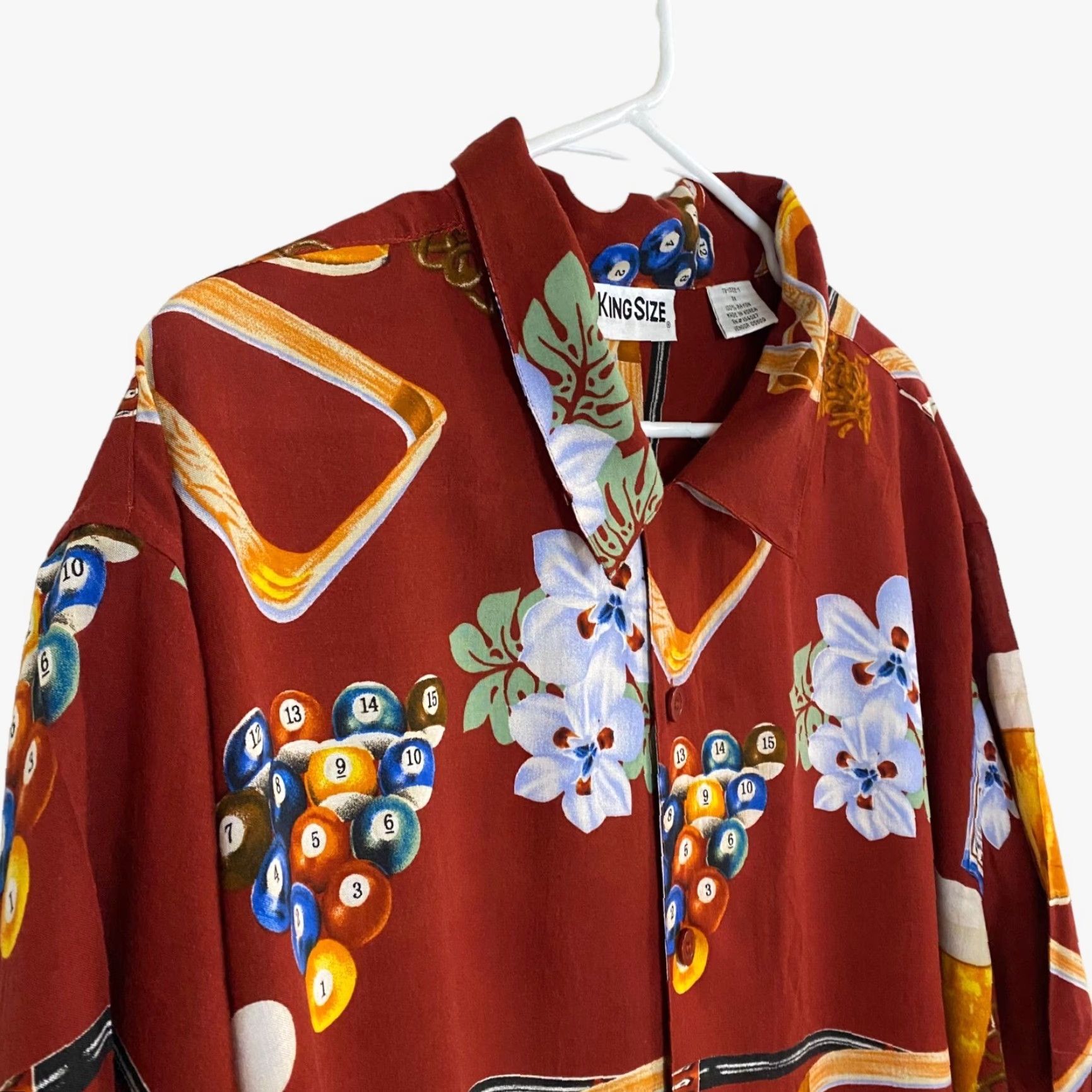 Vintage VINTAGE KINGSIZE Hawaiian Shirt 3X Red Mens Short Sleeve Button-Up Collared Billiards & Booze Theme Size US XXL / EU 58 / 5 - 4 Thumbnail