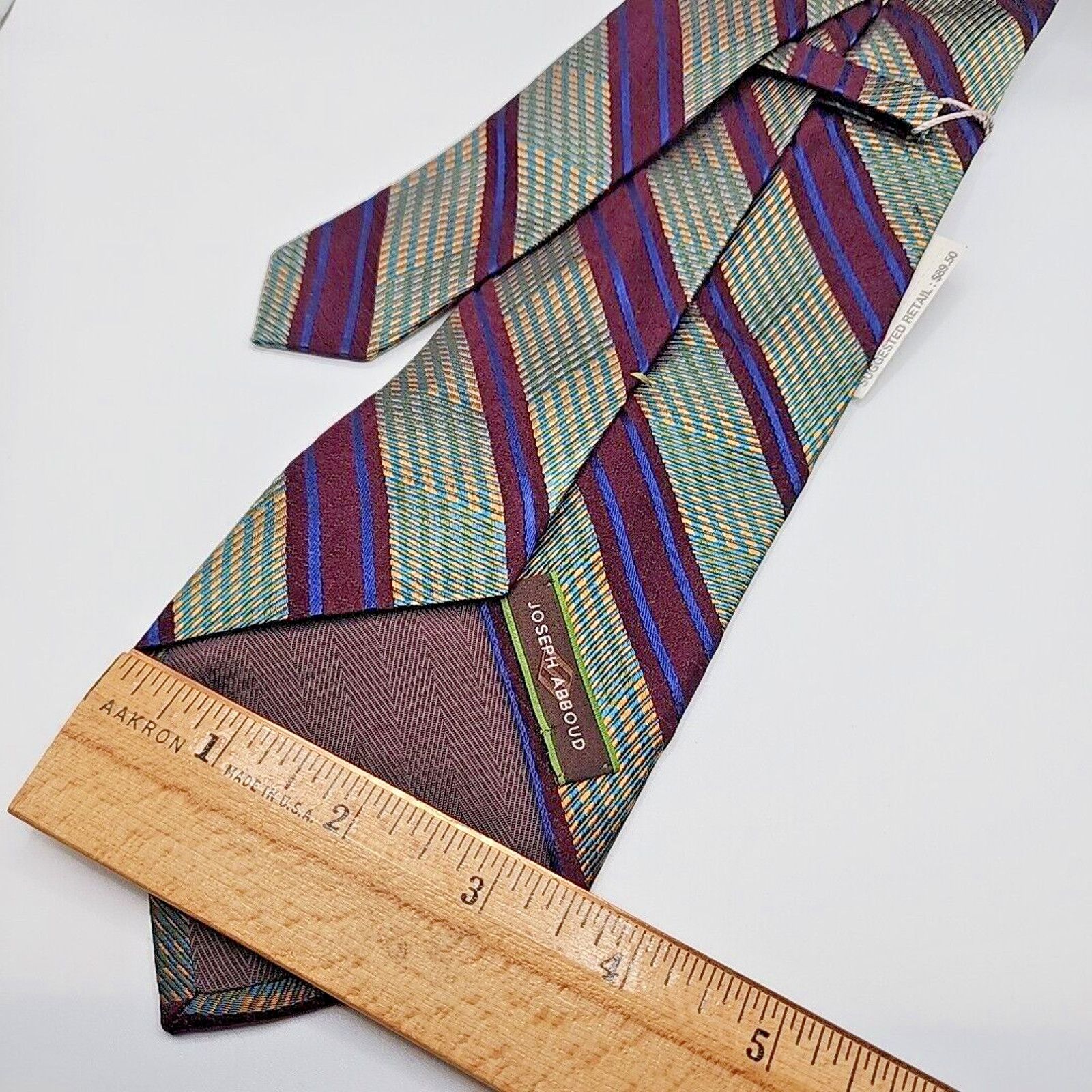 Joseph Abboud Joseph Abboud Multicolor Green Striped Silk Necktie - Italy Size ONE SIZE - 2 Thumbnail