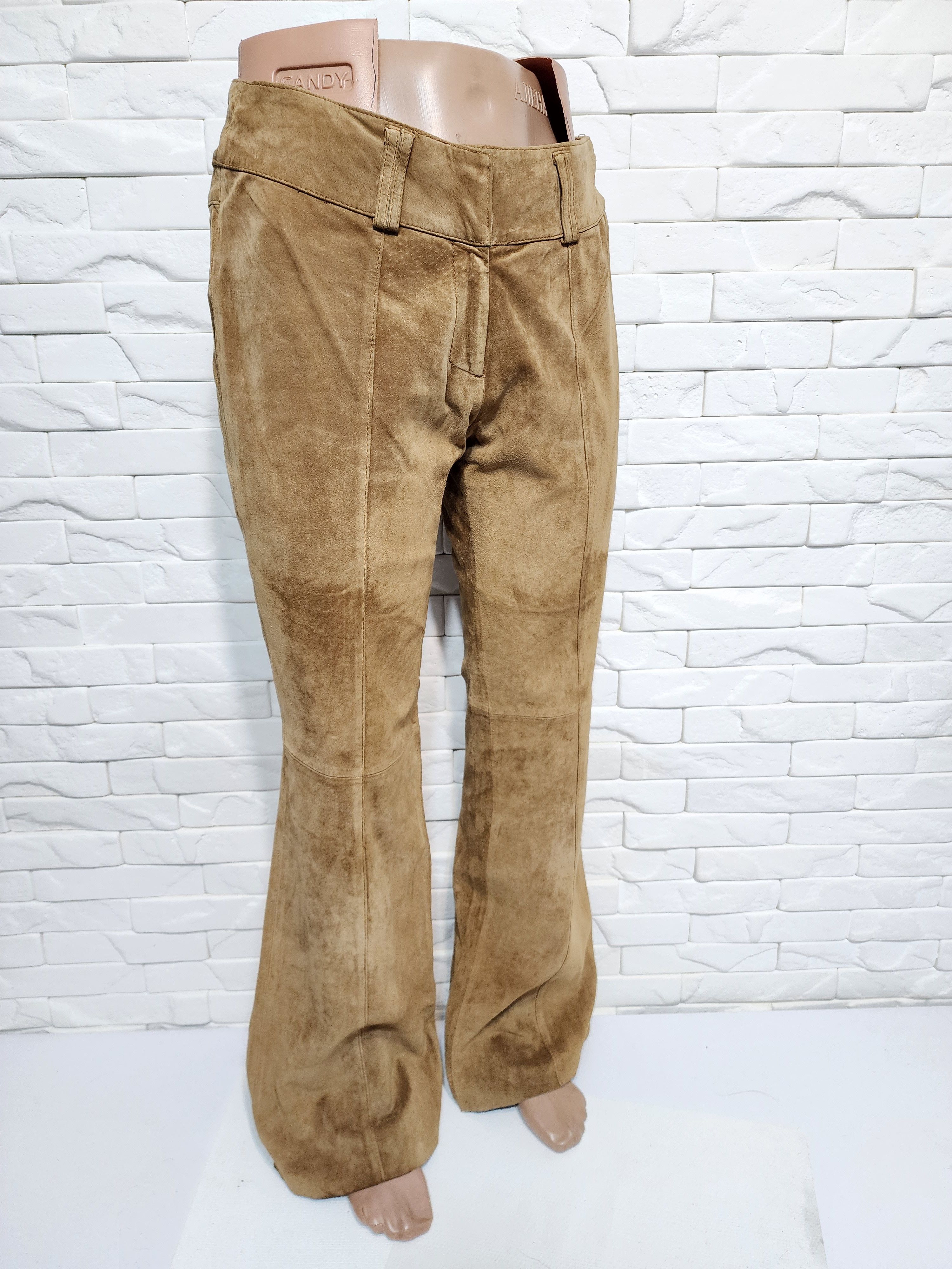 Genuine Leather Brown Suede Leather Pants: Women's Trousers Size 32" / US 10 / IT 46 - 4 Thumbnail
