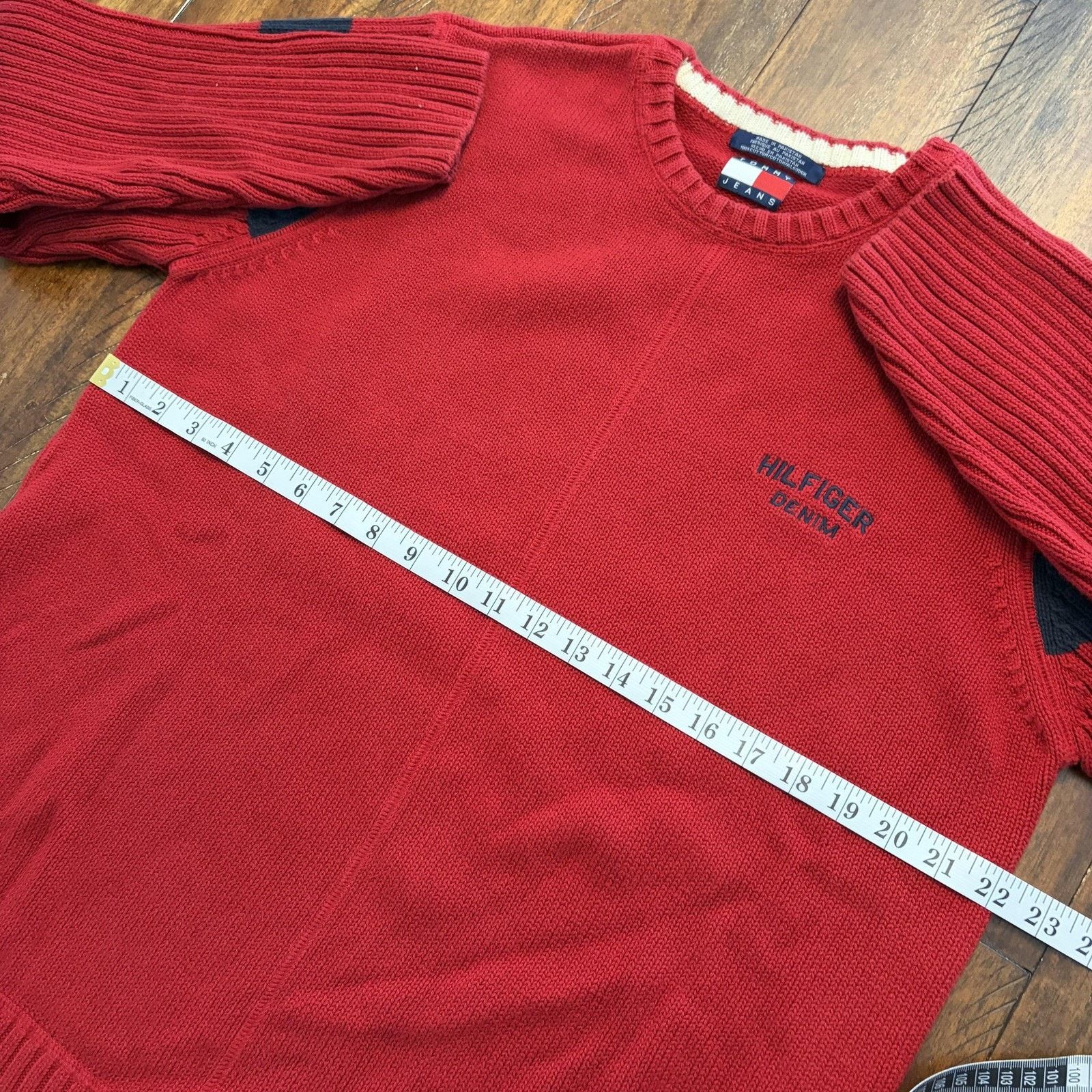 Tommy Jeans Vtg Tommy Jeans Sweater Mens Large Red Hilfiger Pullover Y2K Size US L / EU 52-54 / 3 - 8 Thumbnail