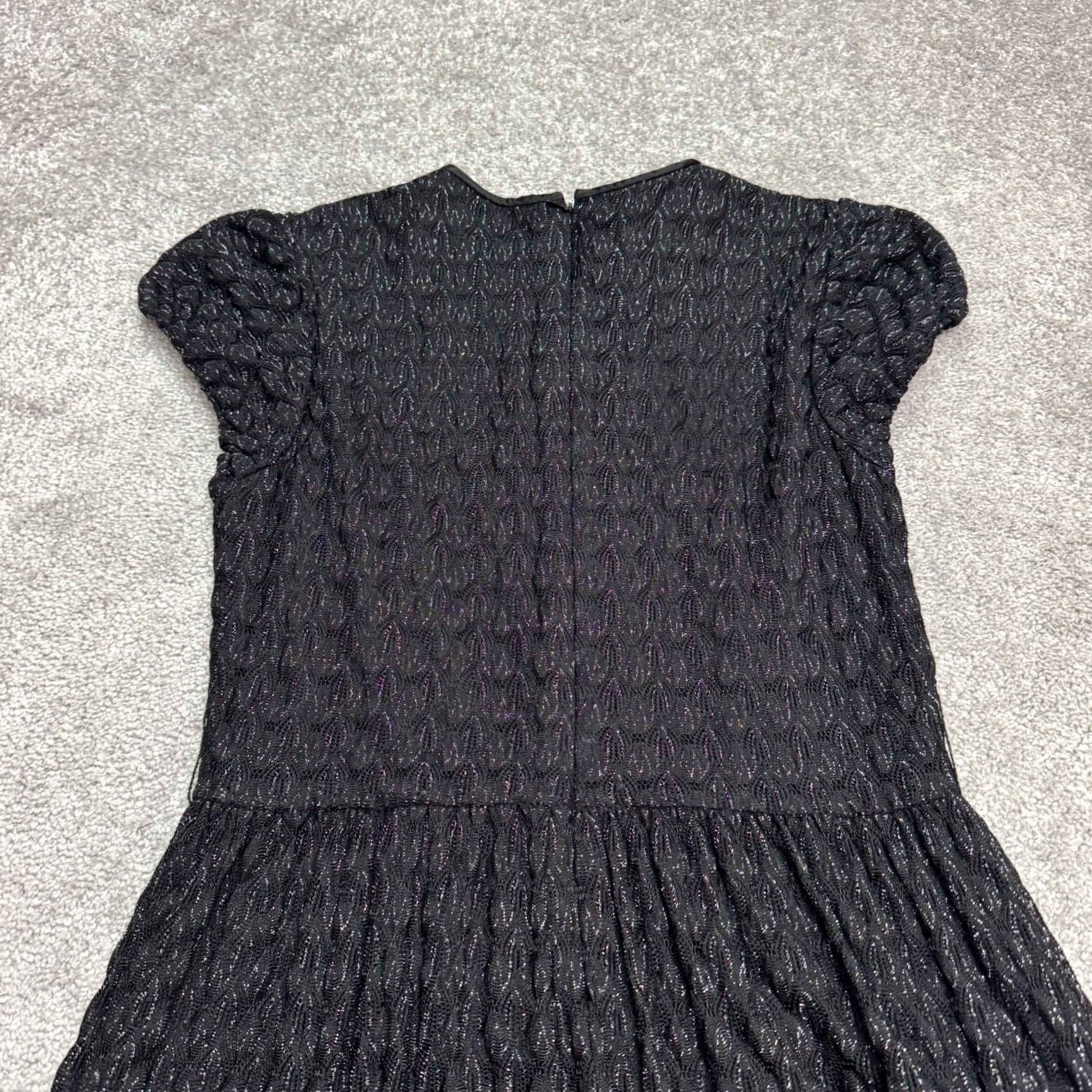 MAGGY LONDON Maggy London Metallic Silk Textured Bubble Midi Dress Women 14 Black Puff Sleeve Dress M/L Shop Fashion Size XL / US 12-14 / IT 48-50 - 3 Thumbnail