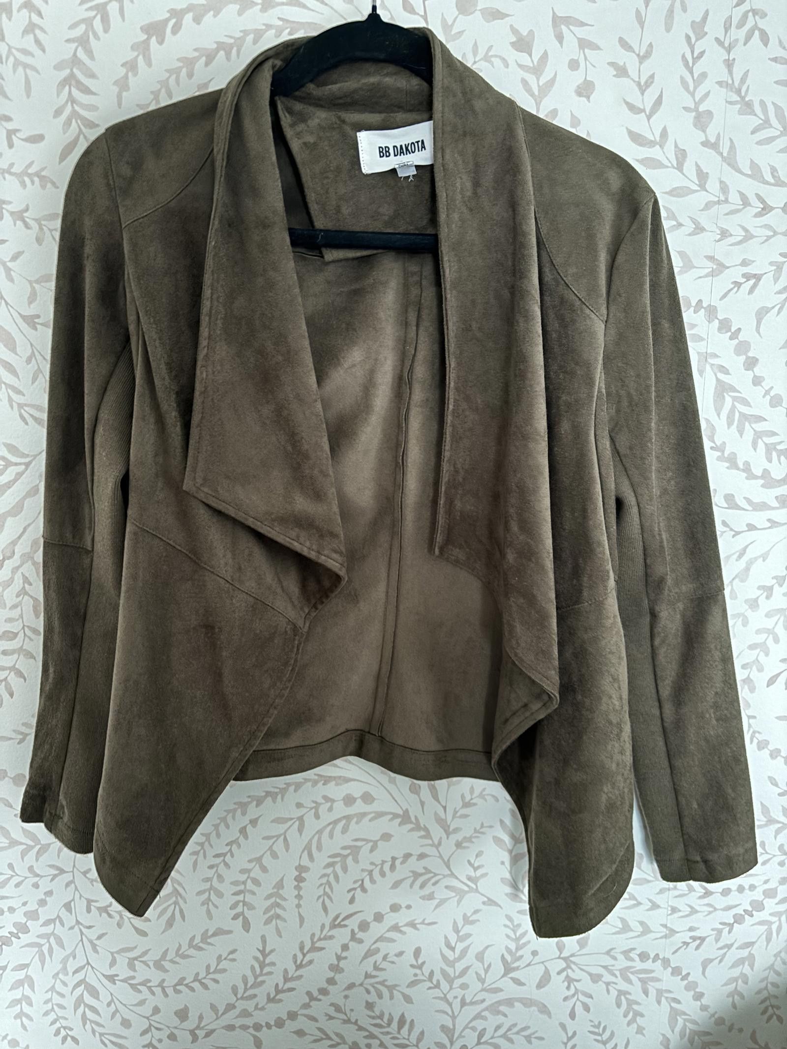 Designer EUC BB Dakota Suede Jacket - XS Olive Green Open Cardigan Size XS / US 0-2 / IT 36-38 - 1 Thumbnail