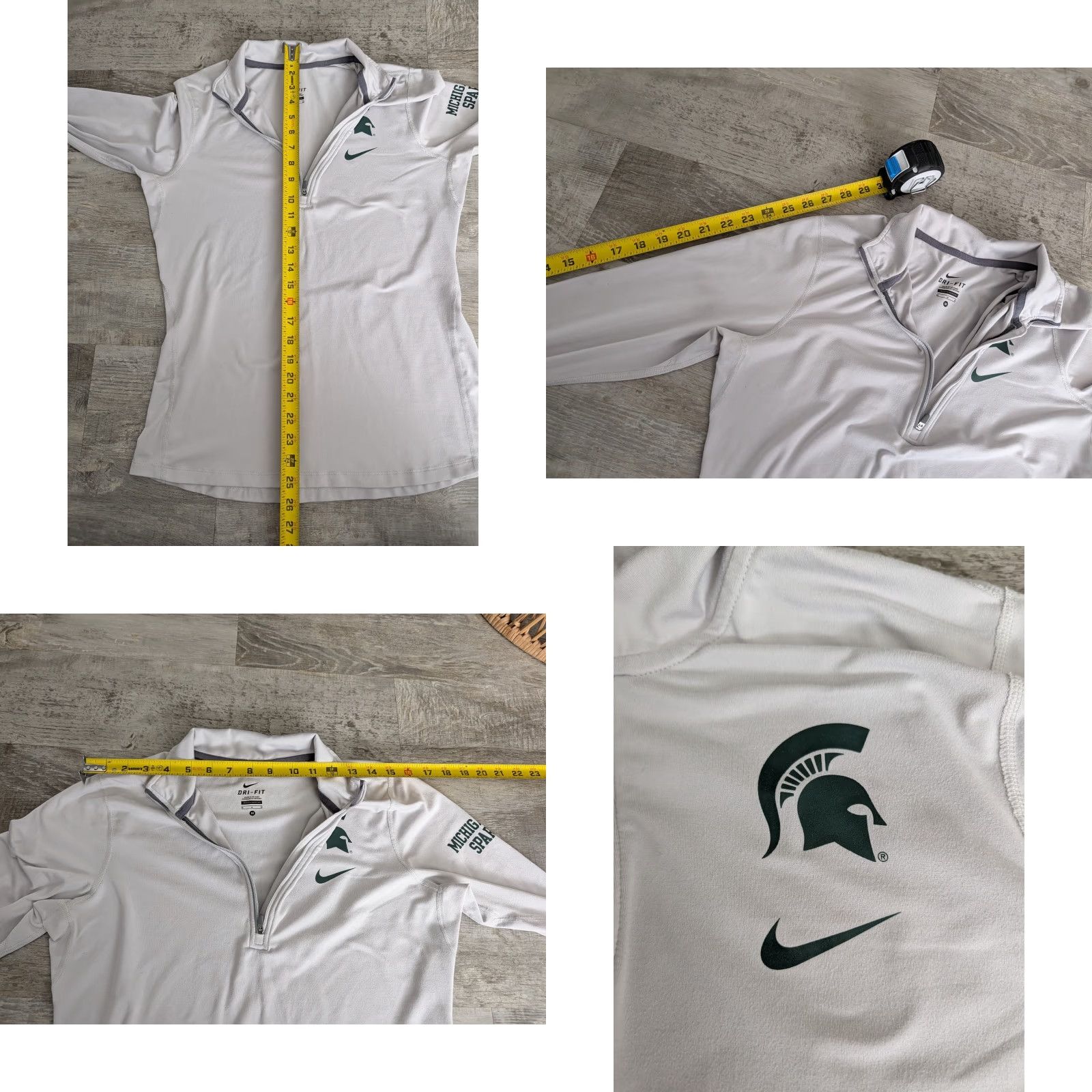 Nike Nike Dri-Fit Womens Michigan State Spartans Q Zip Pullover Running Top Shirt Activewear M Light Gray Green Size M / US 6-8 / IT 42-44 - 9 Thumbnail