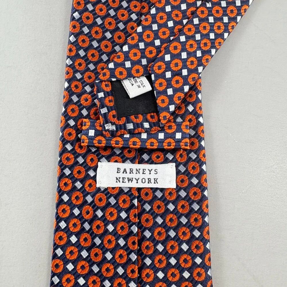 Barneys New York Barney's New York Black / Orange Circles Men's Tie Size ONE SIZE - 3 Thumbnail