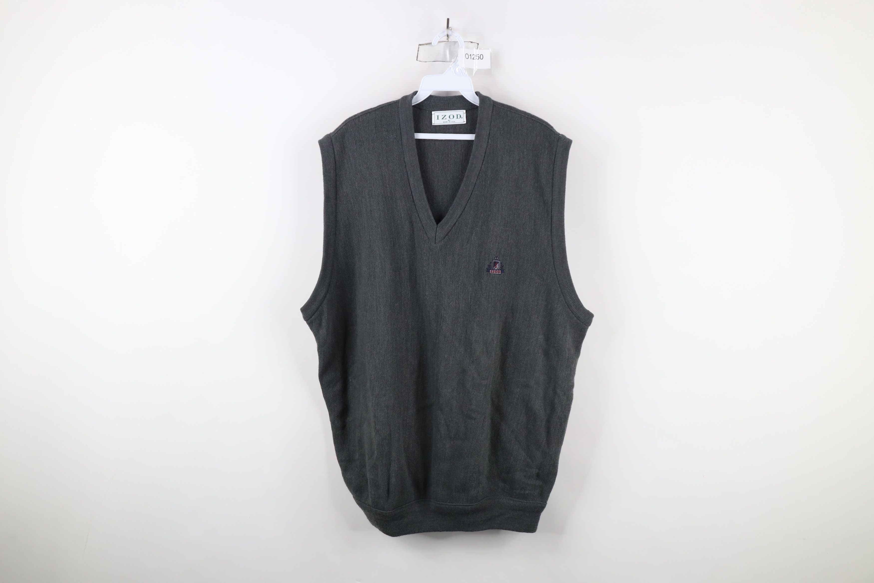 Izod × Vintage Vintage 90s Izod Knit V-Neck Sweater Vest Gray USA Acrylic Size US XL / EU 56 / 4 - 1 Thumbnail