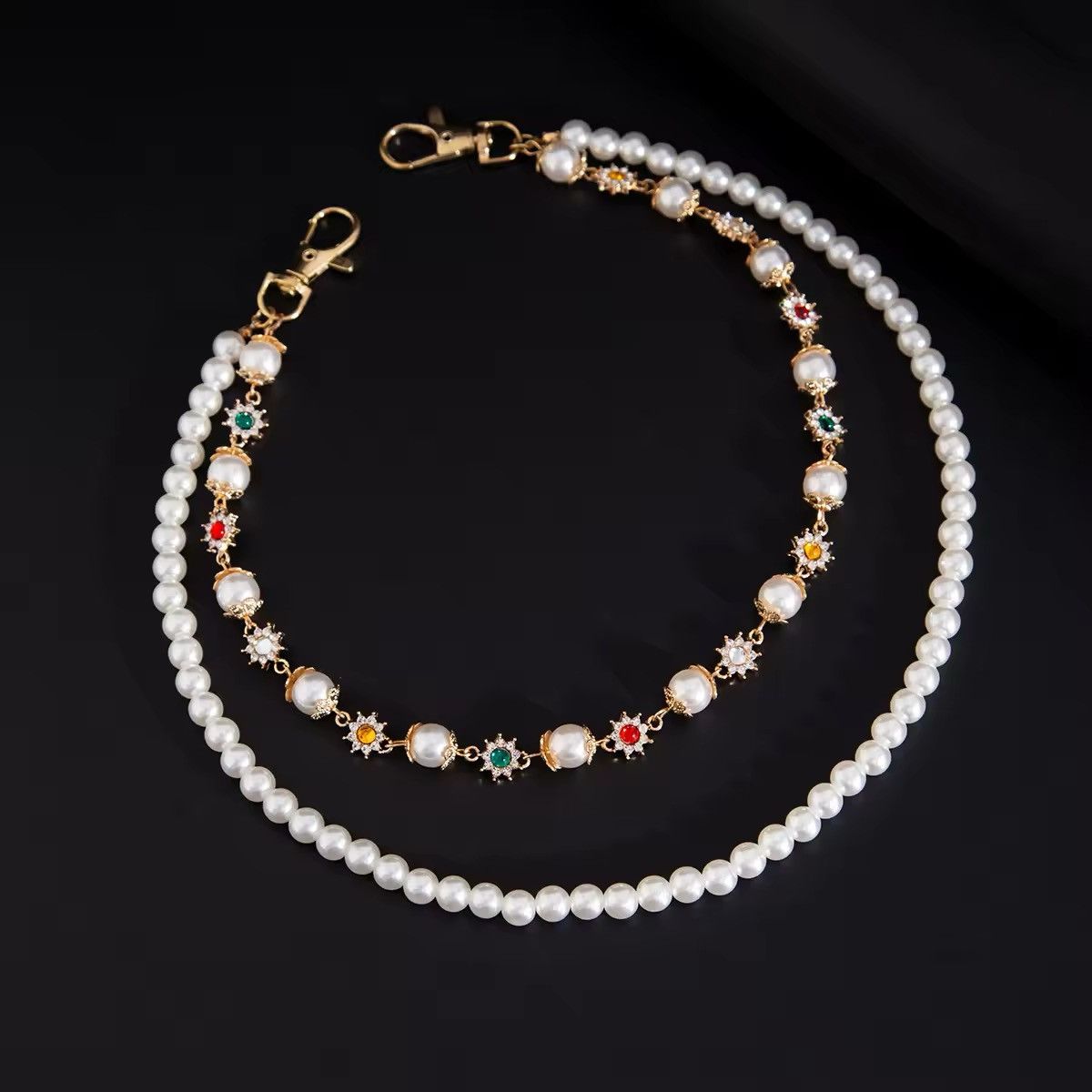 Japanese Brand × Vintage Imitation Pearl Keychain Wallet Size ONE SIZE - 5 Thumbnail