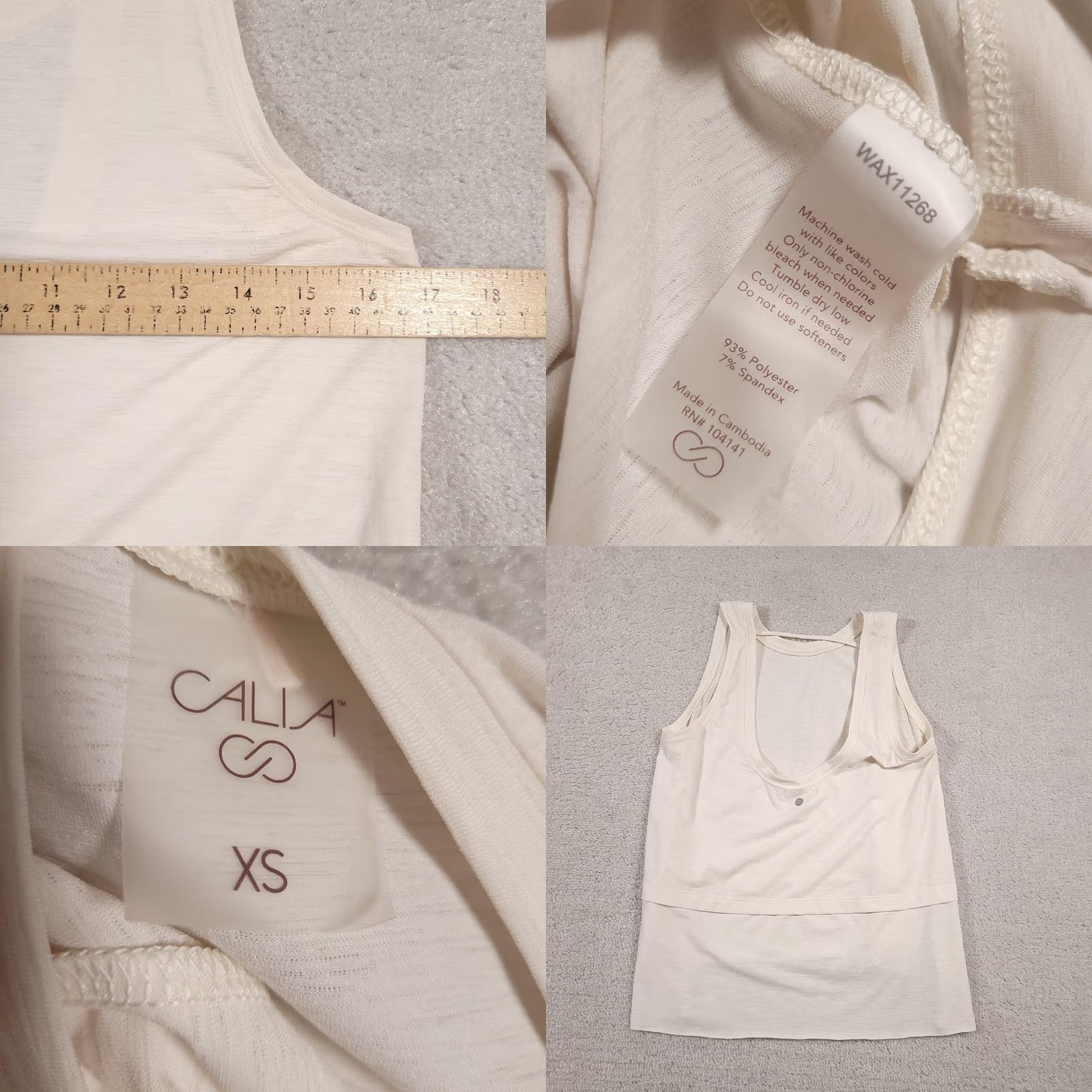 Vintage Calia Tank Top Womens XS Ivory Layered Racerback Lightweight Activewear Yoga Tank Top Women's XS Ivory Layered Racerback Athletic Tank Top Calia Size XS / US 0-2 / IT 36-38 - 8 Thumbnail