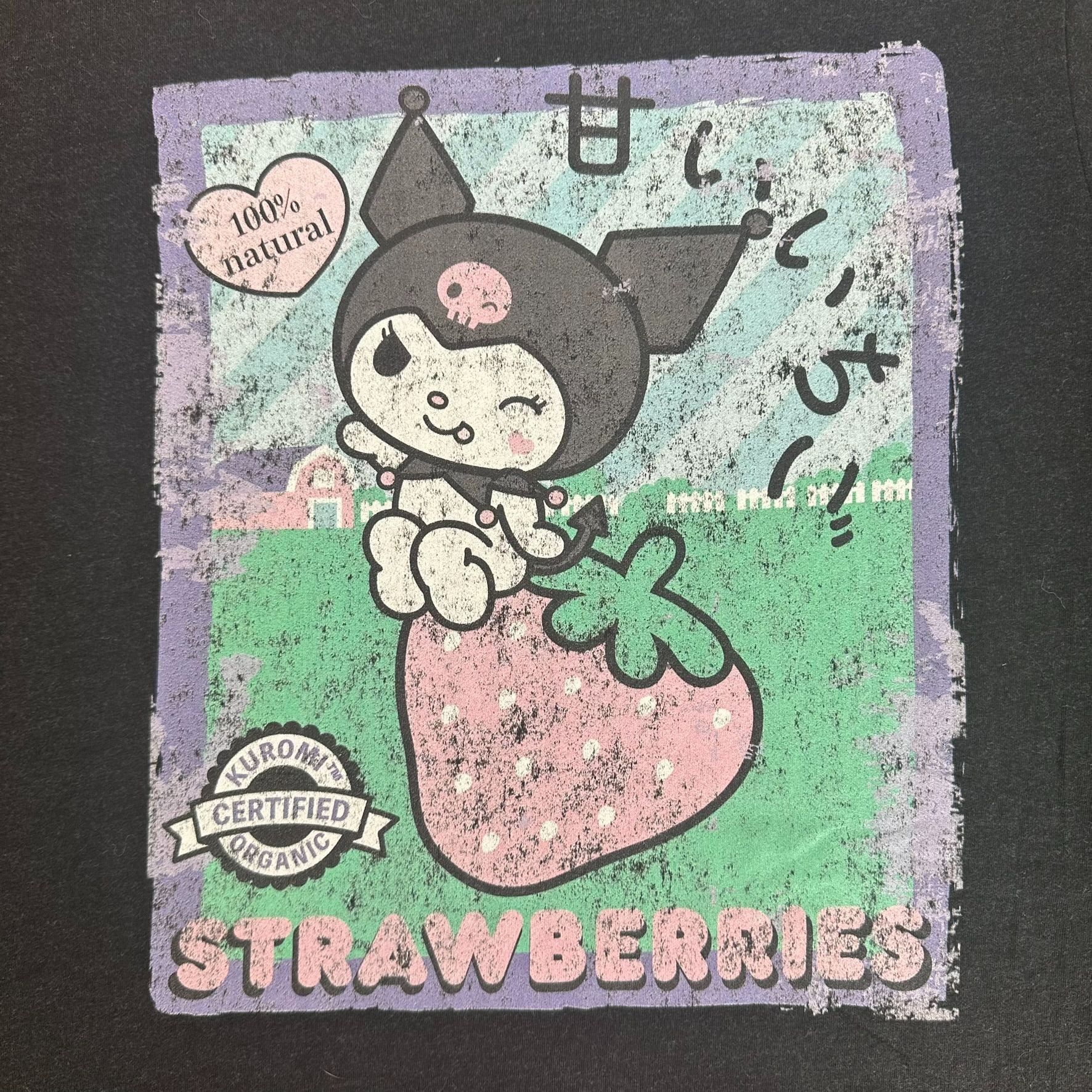 Japanese Brand Sanrio Kuromi Strawberry T-Shirt Cute Emo Punk Goth Tee Size US M / EU 48-50 / 2 - 3 Thumbnail