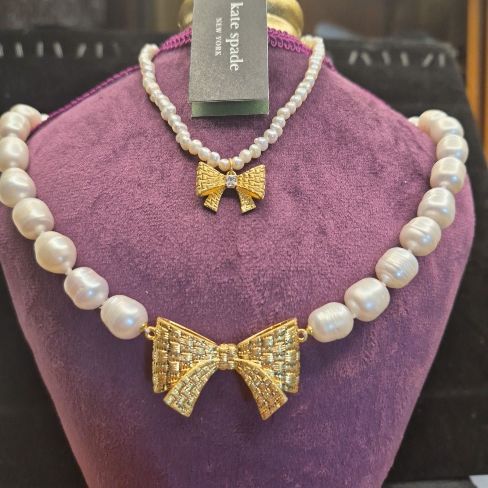Kate Spade Kate Spade Natural Pearl Gold Bow Necklace & Bracelet Set Size ONE SIZE - 5 Thumbnail