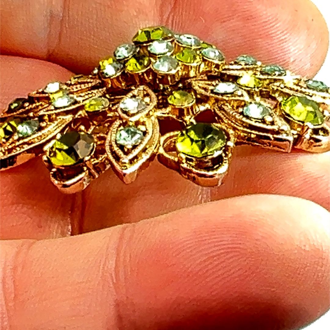 & Other Stories Liz Claiborne LC Green Blue Rhinestone Brooch Size ONE SIZE - 3 Thumbnail