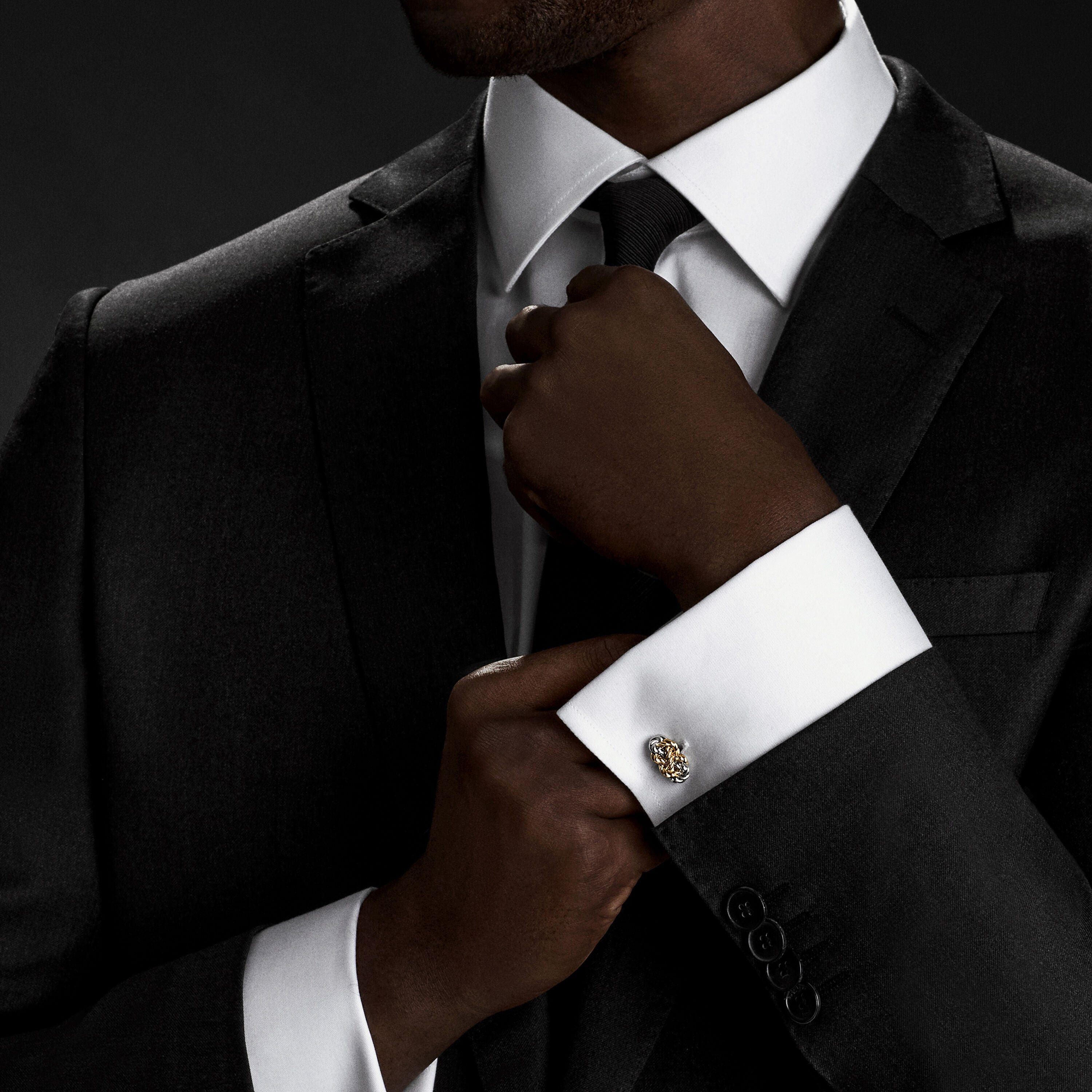David Yurman o1s1wg111025 C0F517 Size:6/ Knot Cufflinks in Silver/Golden Size ONE SIZE - 2 Thumbnail