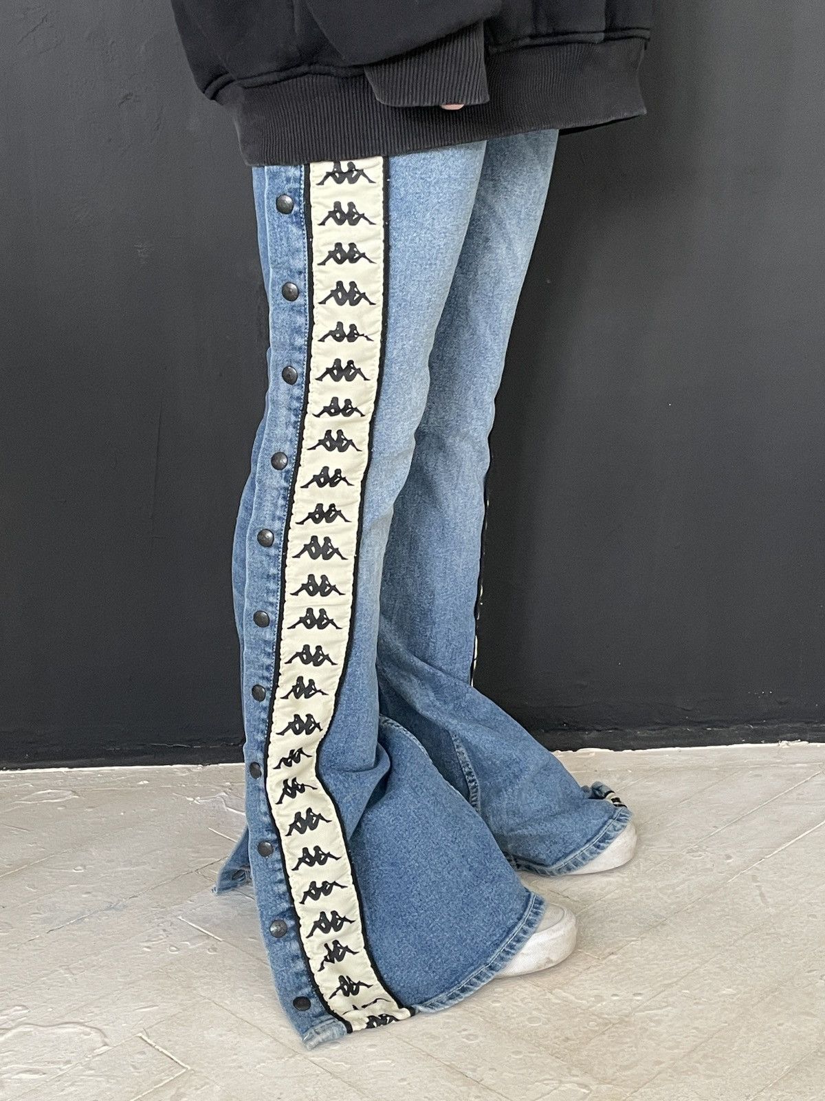 Kappa 🔥 Kappa Side Tape Snap Jeans Y2K Flare Bootcut S Size 30" / US 8 / IT 44 - 10 Thumbnail